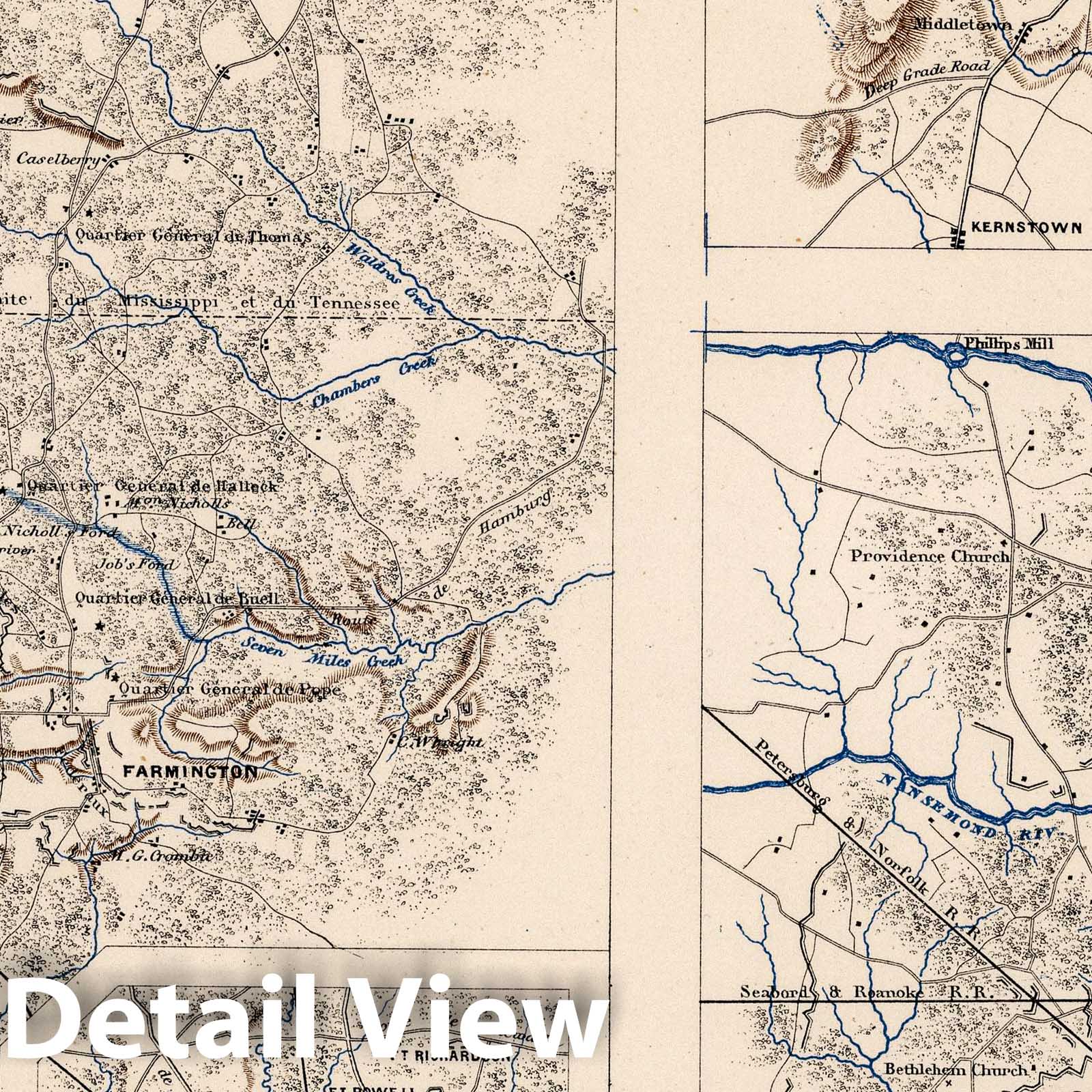 Civil War: Corinth, Winchester, Suffolk - Military Map, 1875