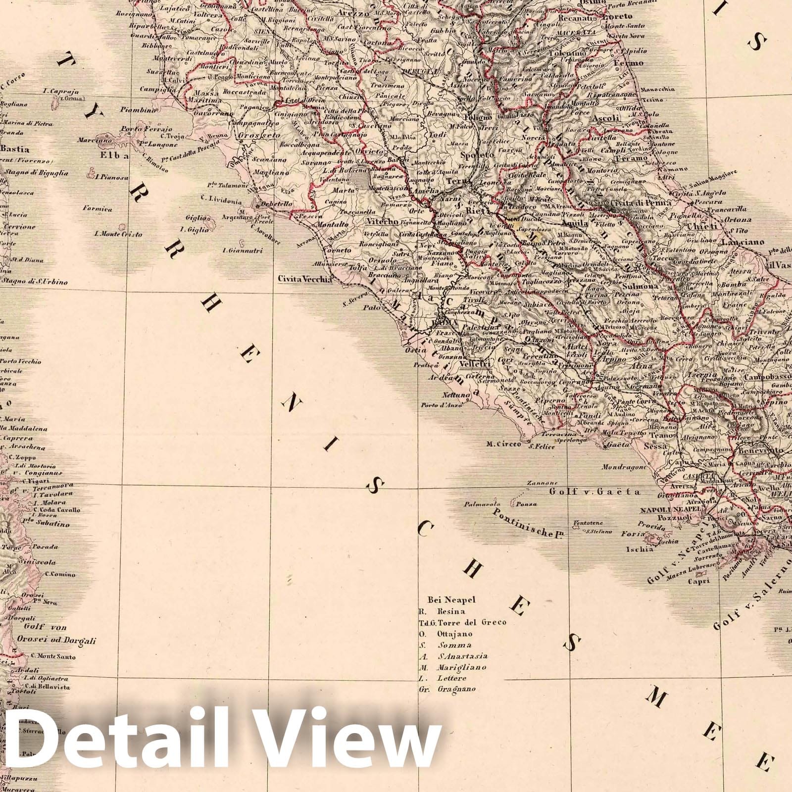 Italy, 1879 - Historical Map Print from the Great Hand-Atlas