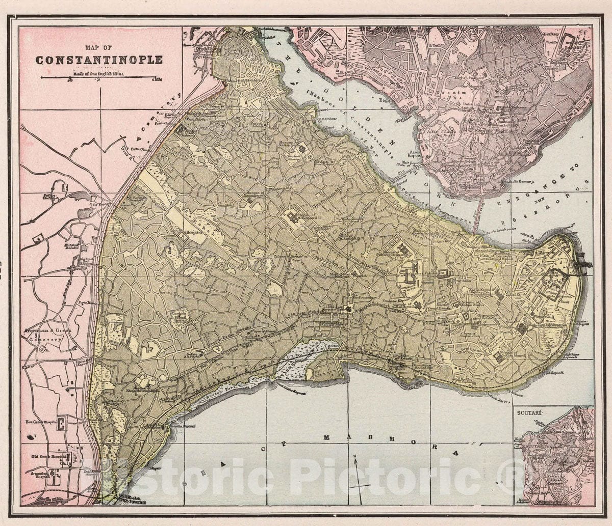 Historic Map : 1901 Map of Constatinople - Vintage Wall Art