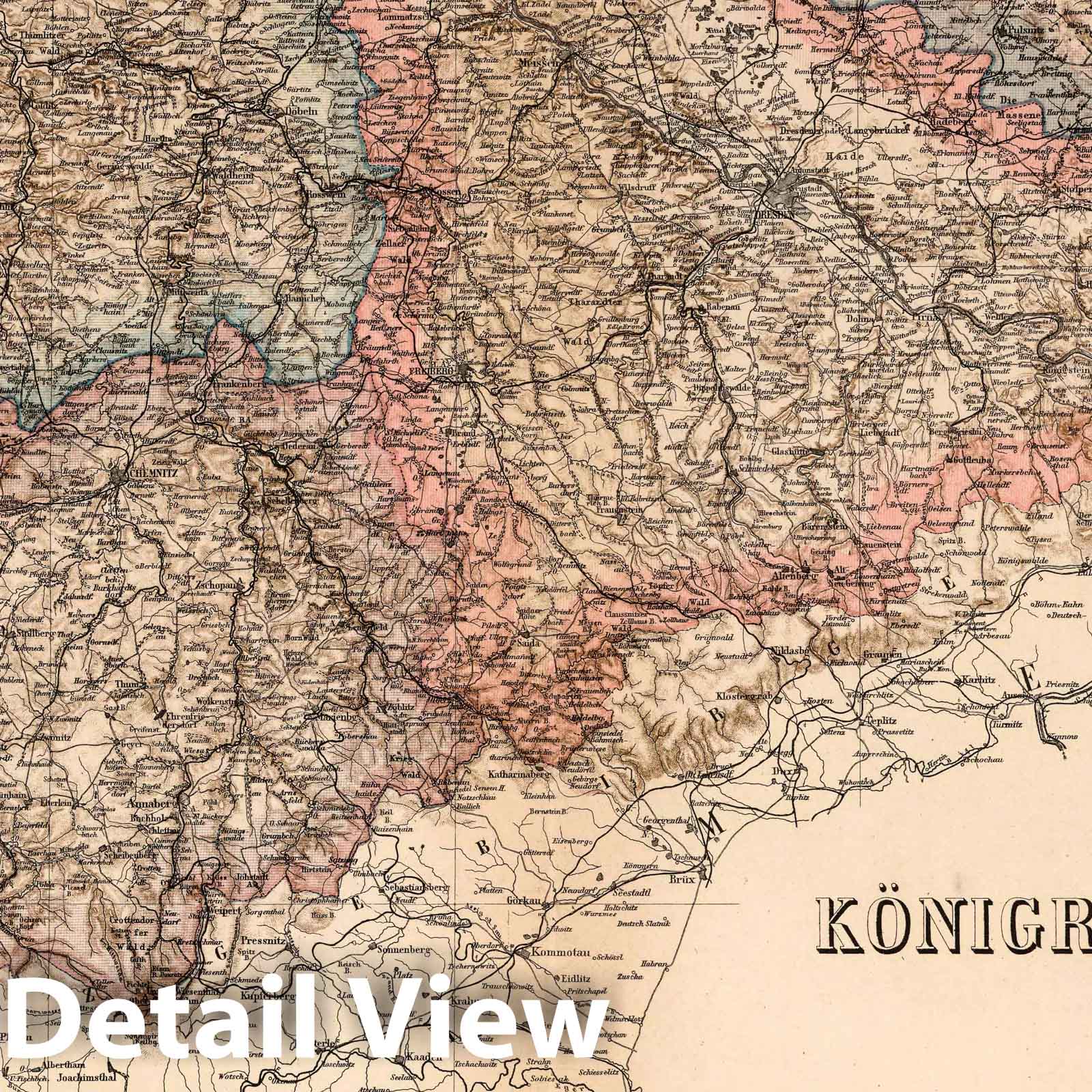 Kingdom of Saxony, 1886 - Historical Map Print