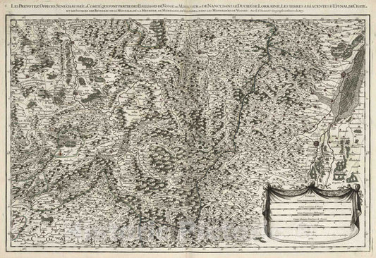 Historic Map : Toulois , France 1699 Le Toulois (southeastern sheet). , Vintage Wall Art