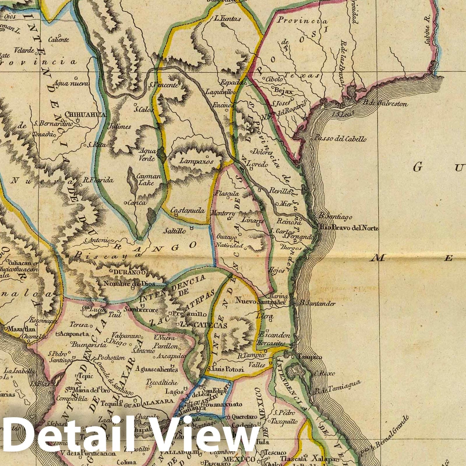 Mexico, Central America, and Southern Mexico, 1814 - Historical Map Print