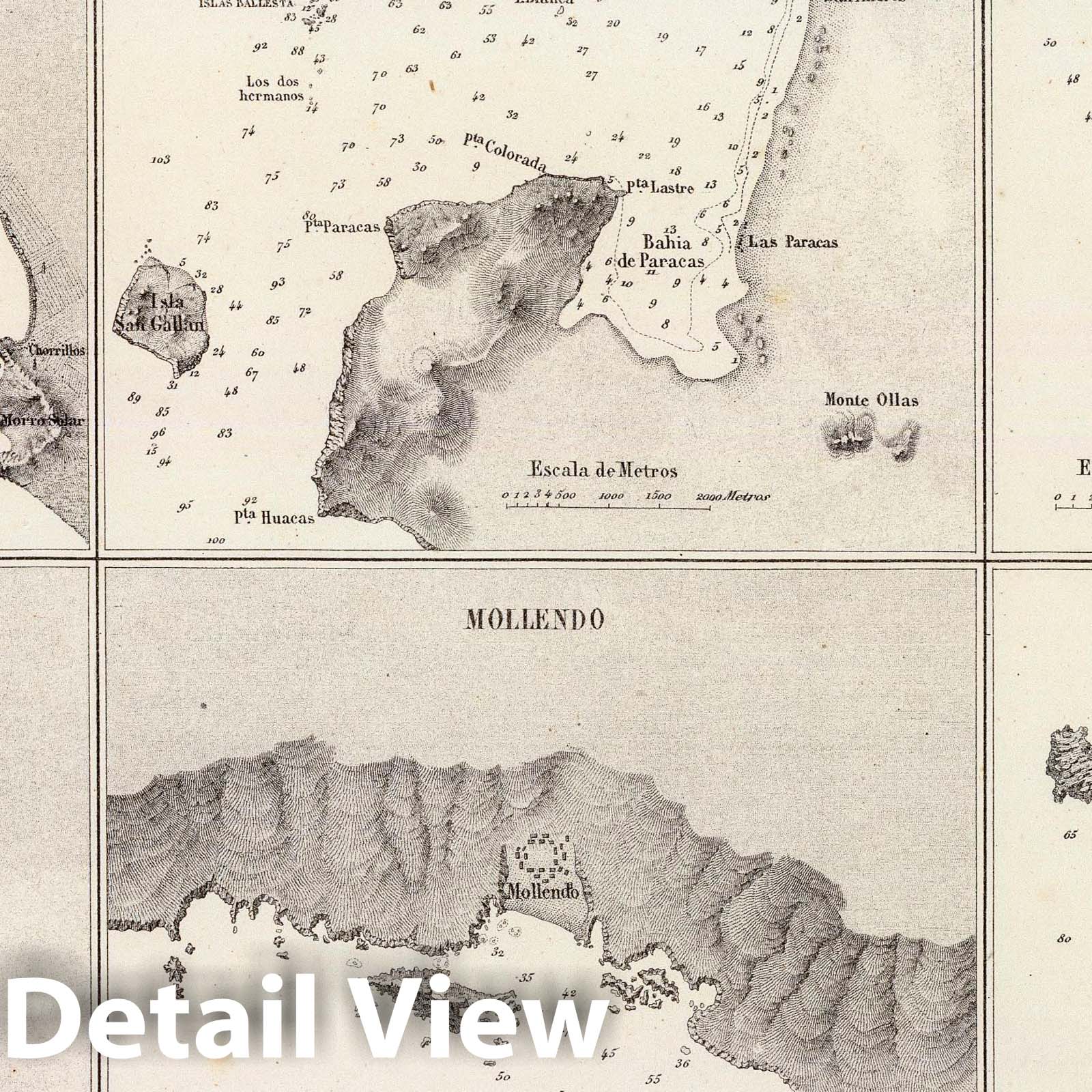 Peruvian Ports and Harbors - Nautical Chart, 1865 - Historical Map Print