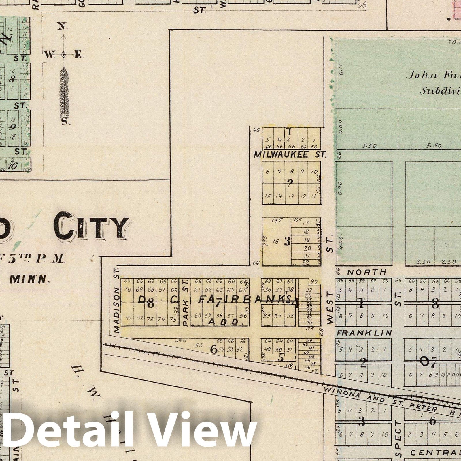 Winnebago, Blue Earth, Wells, Dodge Center, Minnesota 1874 Atlas Map Print