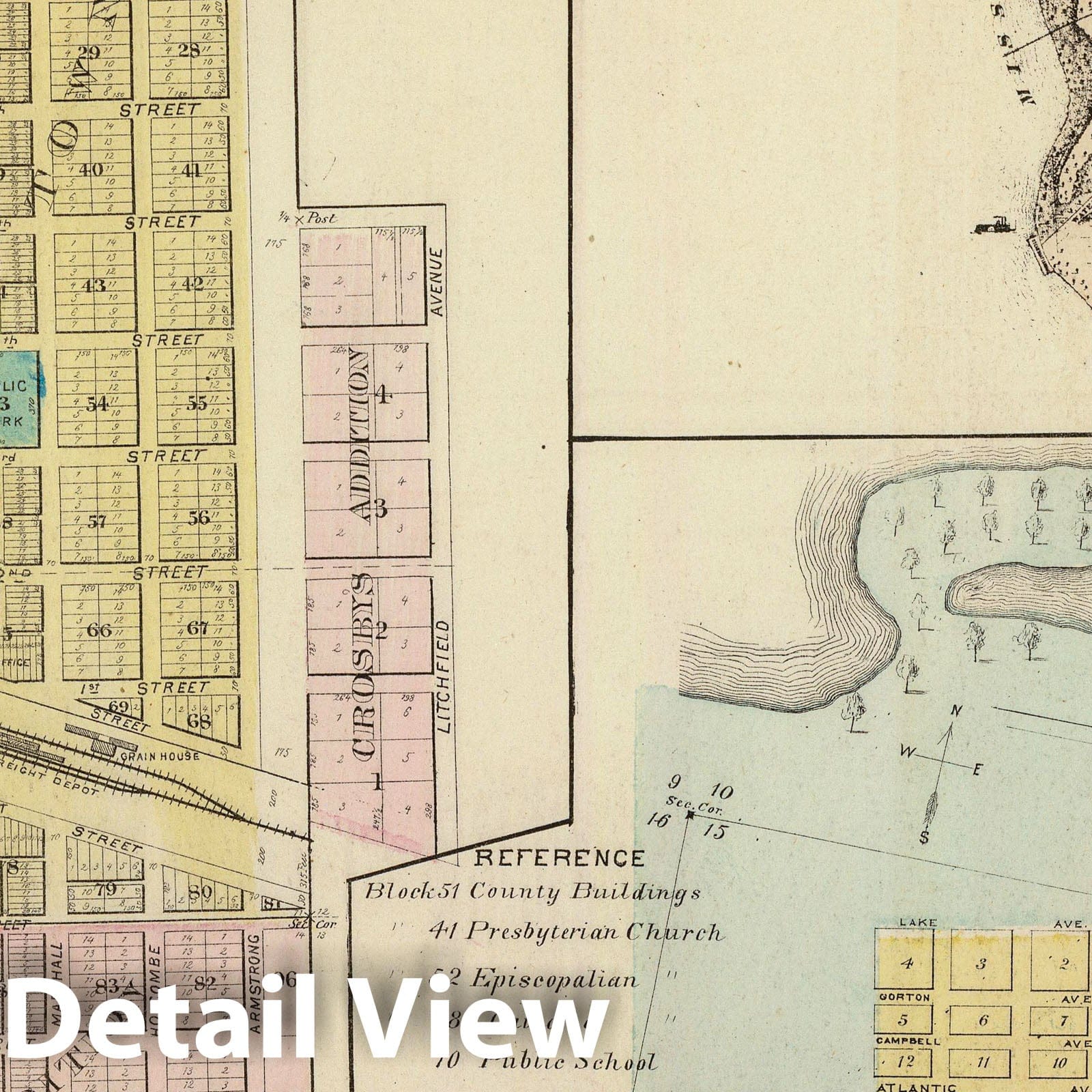 Litchfield, Willmar, and Brainerd, Minnesota 1874 Historical Map Print