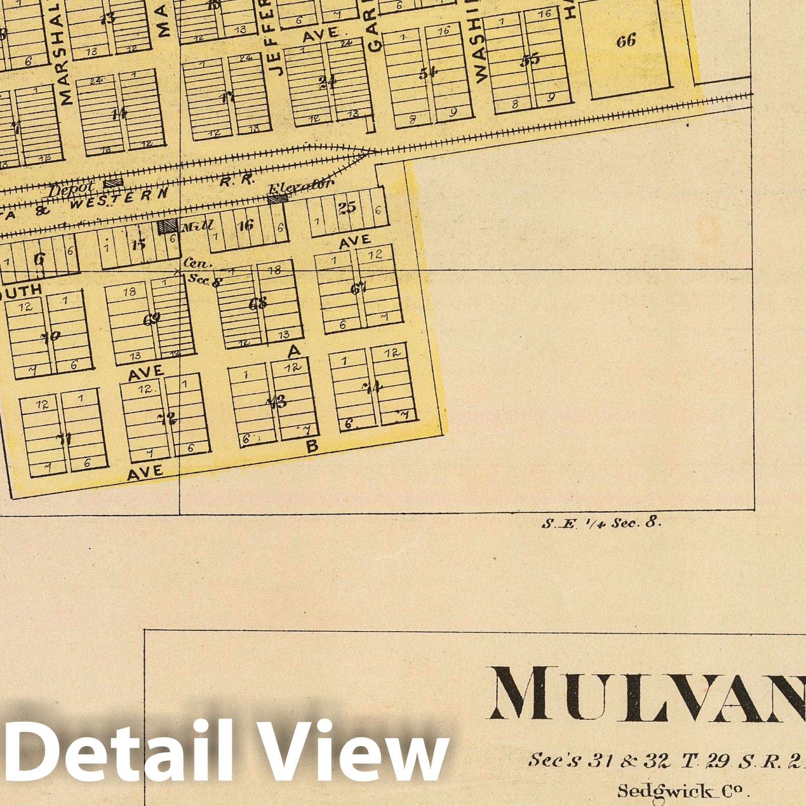 Cheney, Andale, Mulvane, and Milan, Kansas - 1887 Historical Map Print