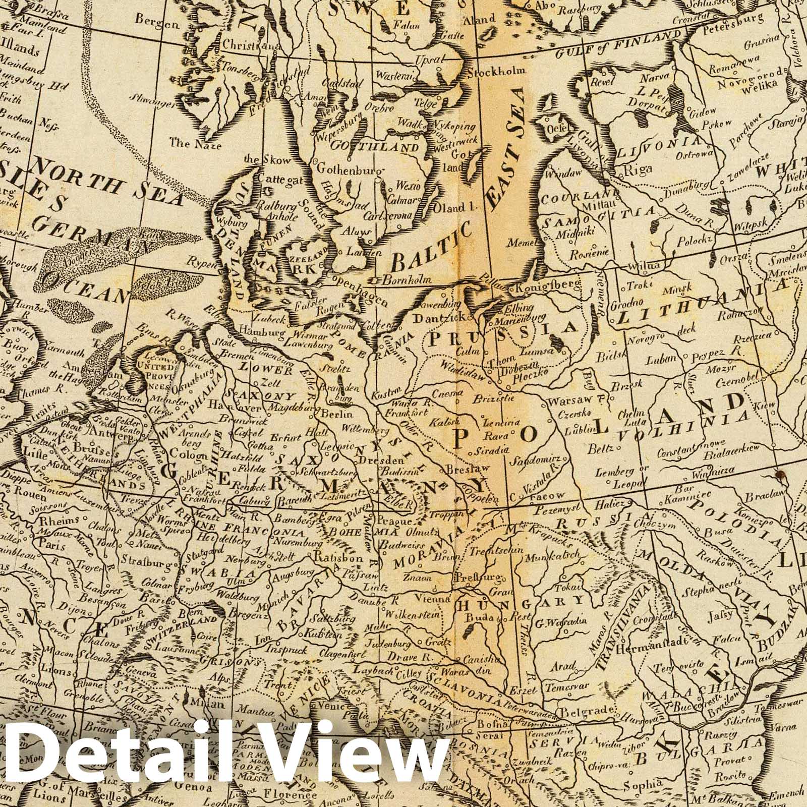 An Accurate Map of Europe from Carey's General Atlas, 1796 - Historical Map Print