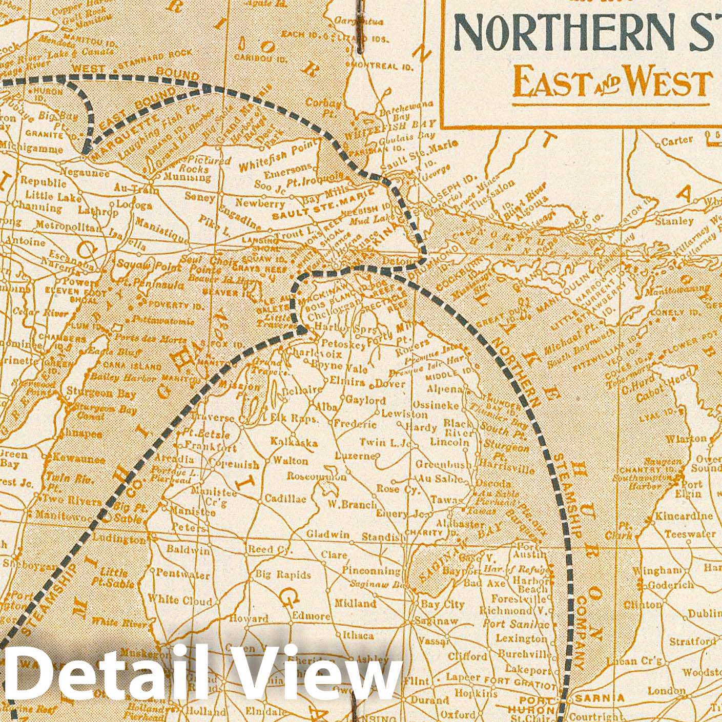 Great Lakes Region Shipping Route 1909 - Maritime Historical Map Print