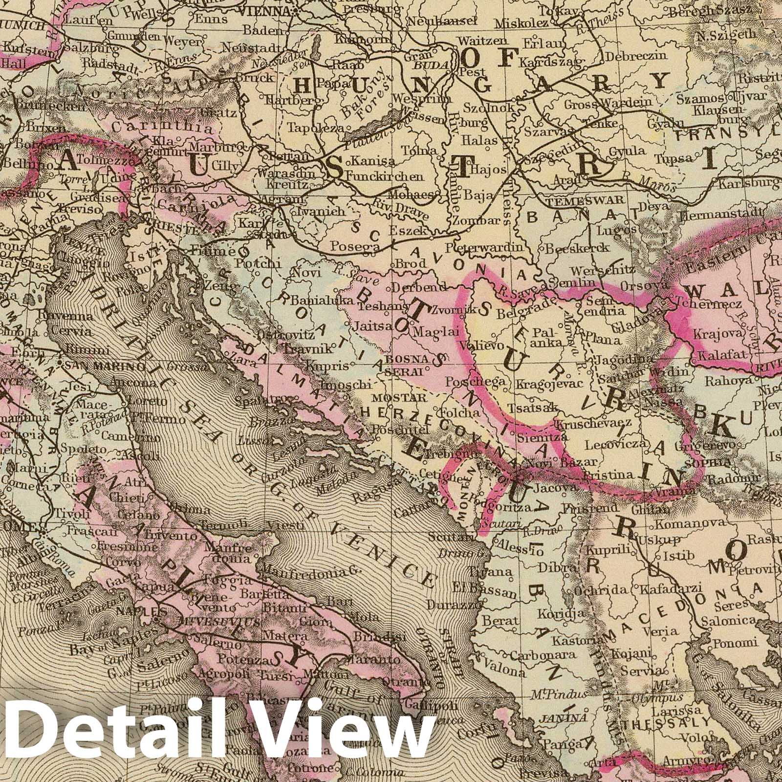 Austrian Empire, Italian States, Turkey in Europe, and Greece - Railroad Map, 1880