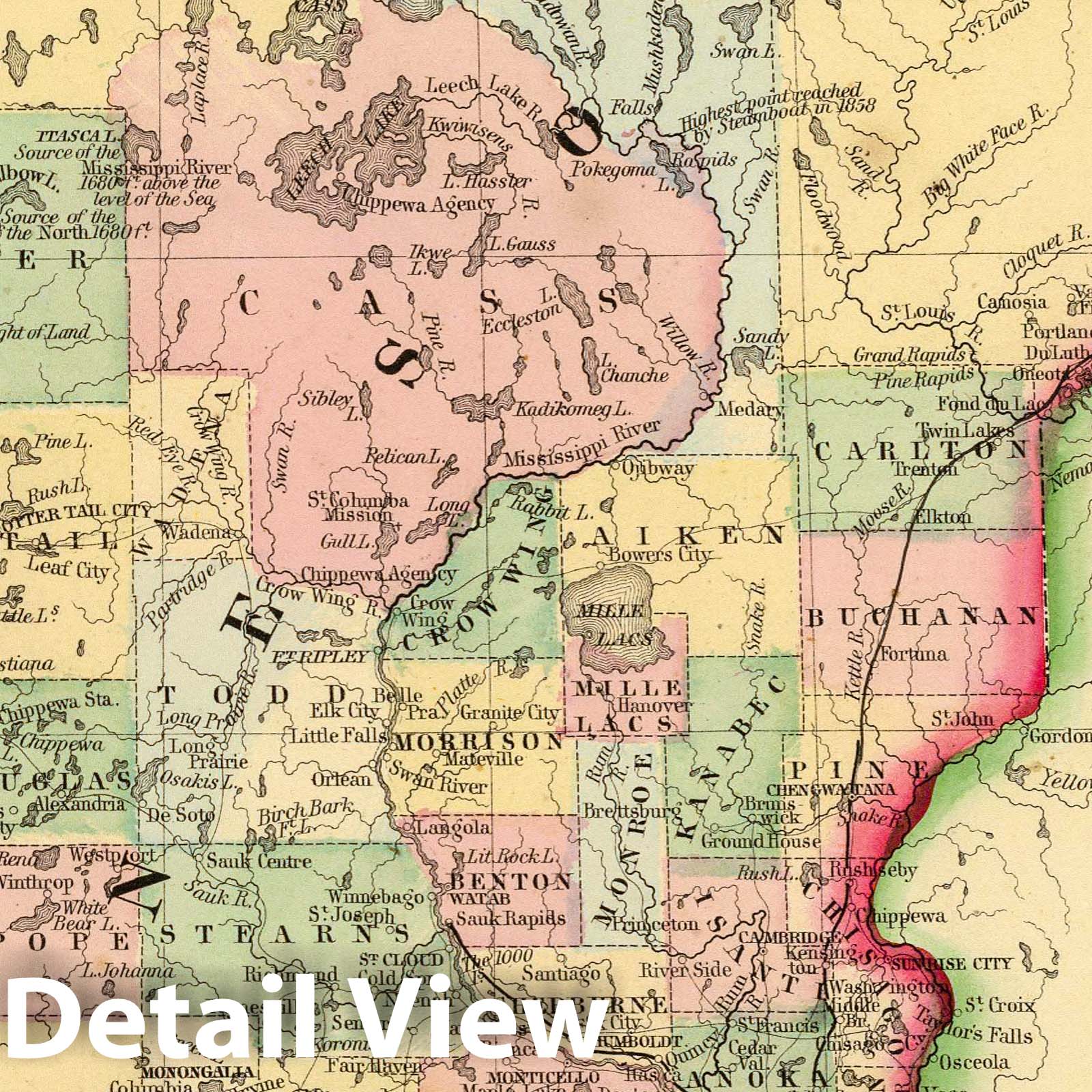 Historic Map : 1870 Minnesota. - Vintage Wall Art