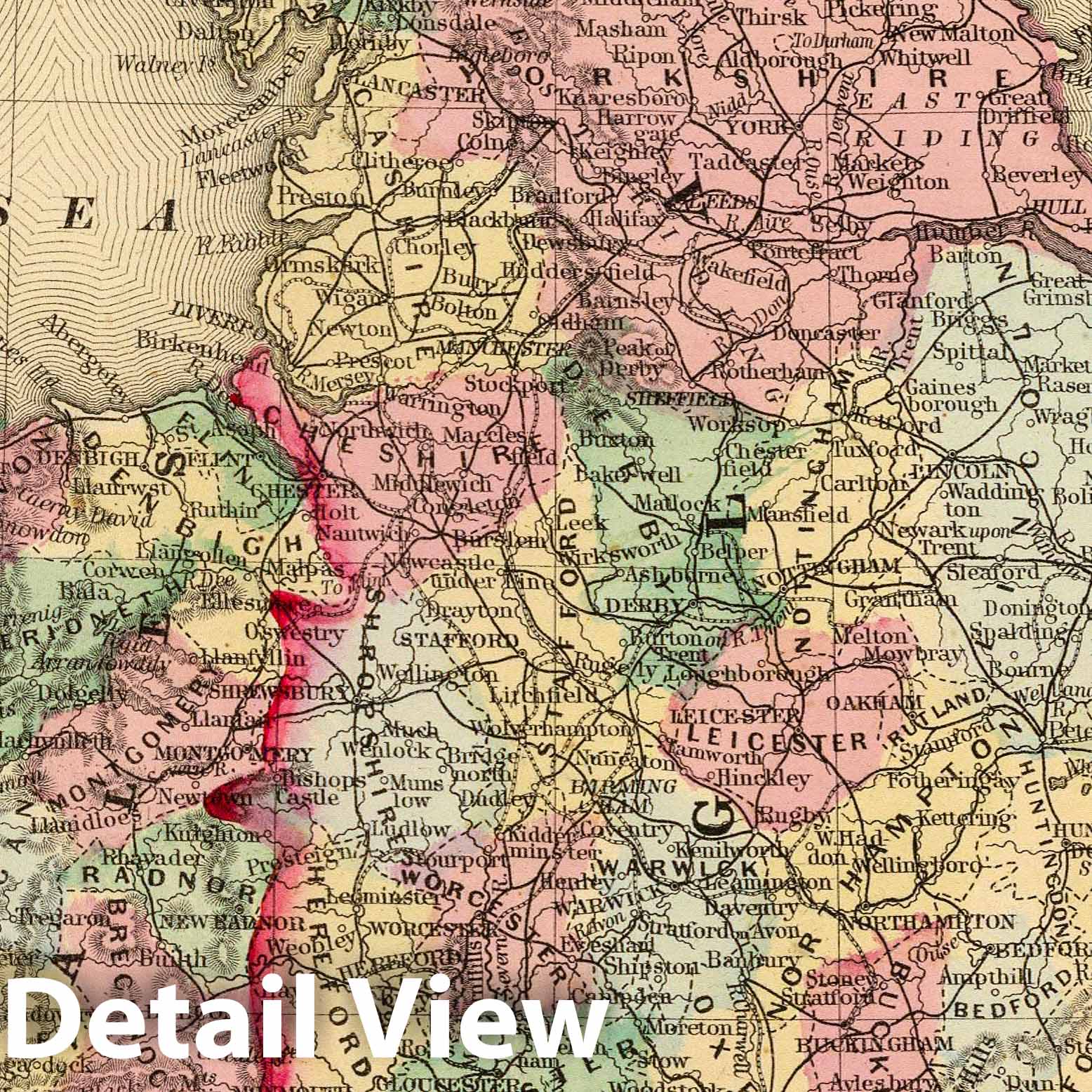 England and Wales - Railroad Map, 1870 - Historical Map Print