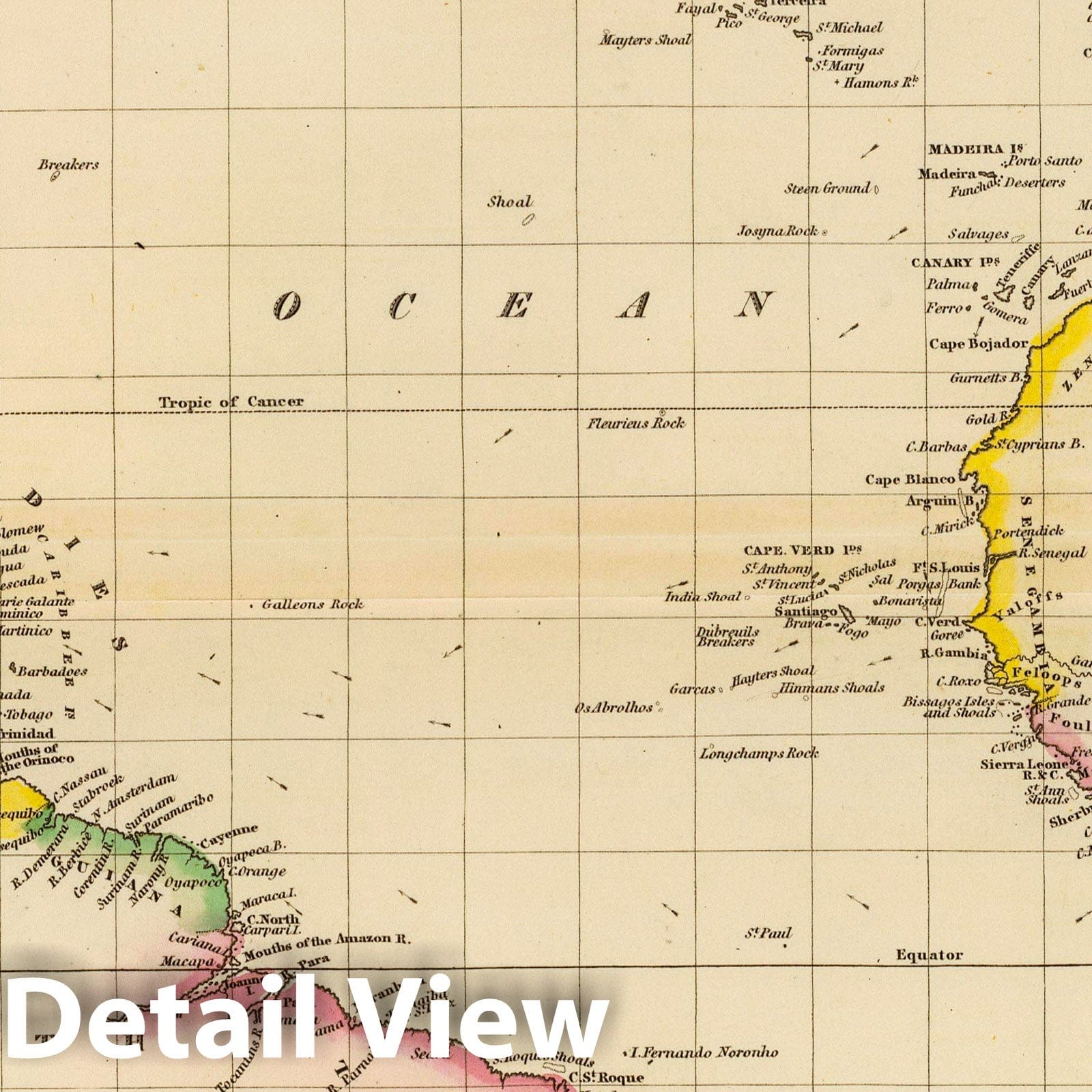 Atlantic Ocean - Nautical Chart, 1831 - Historical Map Print