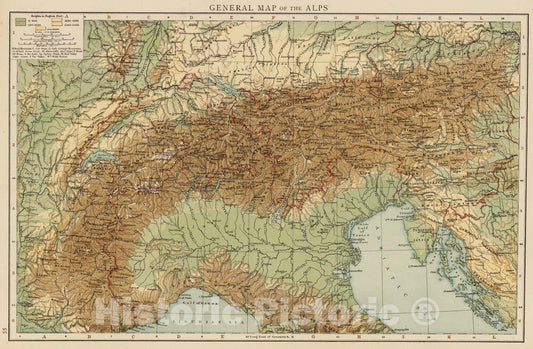 Historic Map : 1895 Alps. - Vintage Wall Art