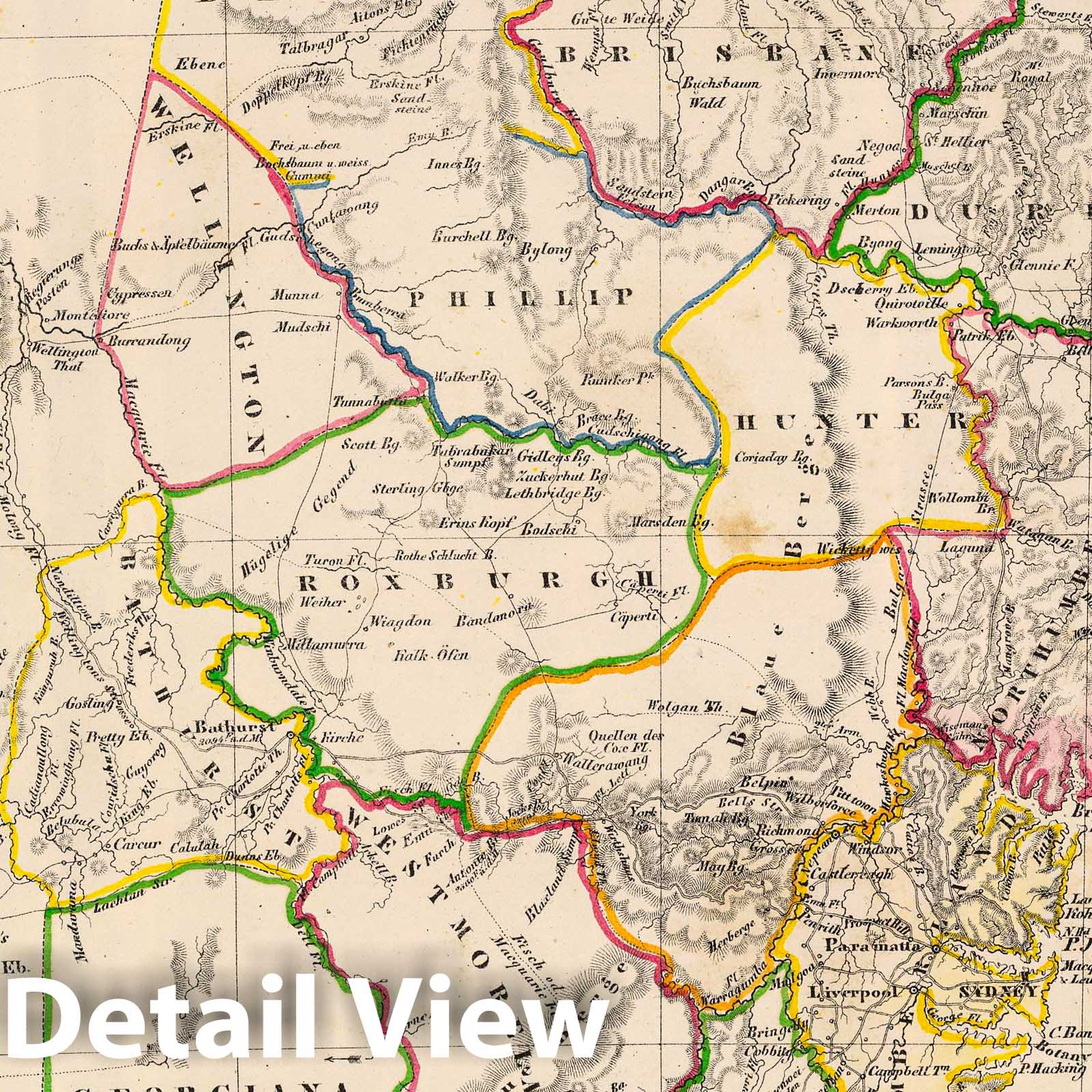 New South Wales with Sydney, 1855 - Historical Map Print