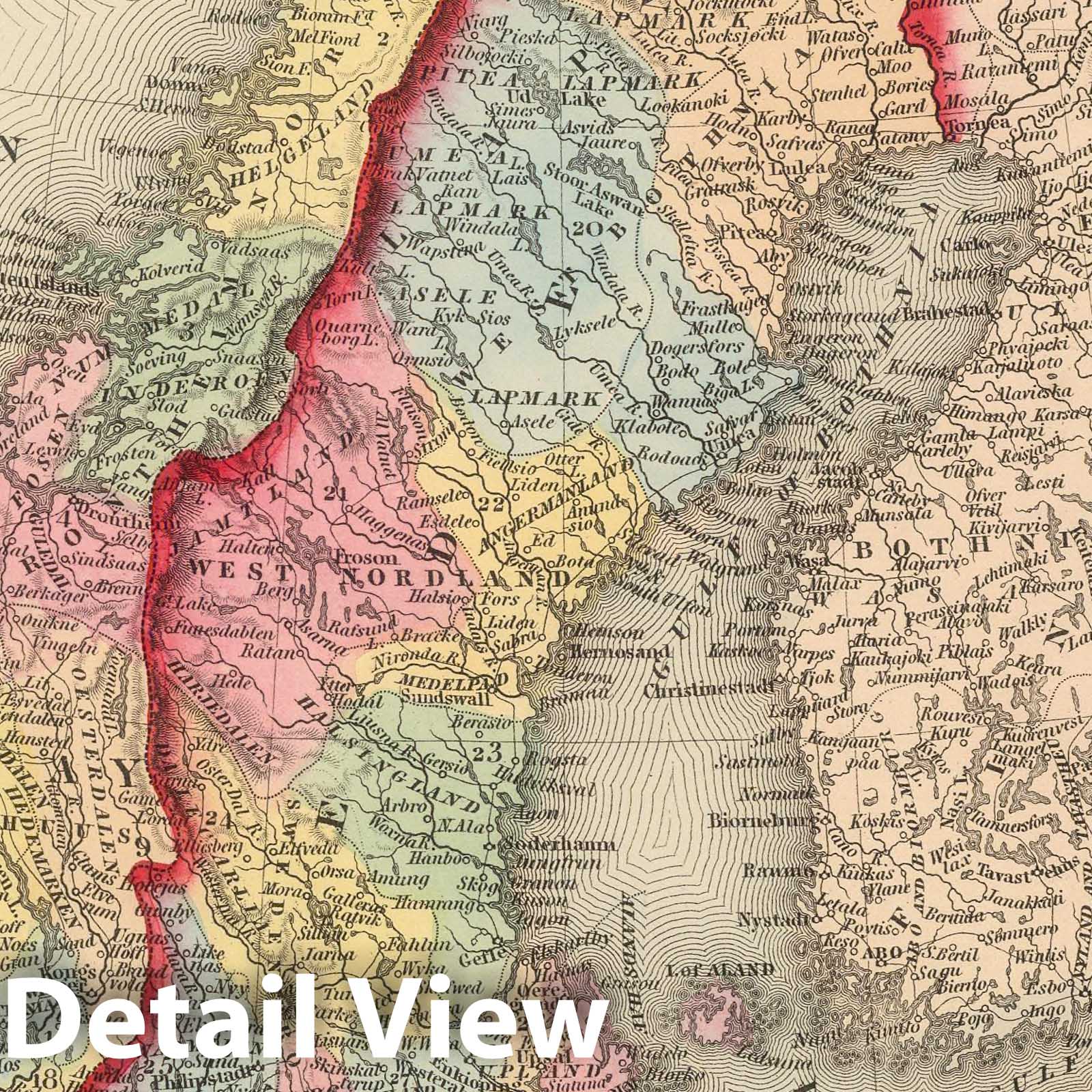 Sweden and Norway - Railroad Map, 1859 - Historical Map Print