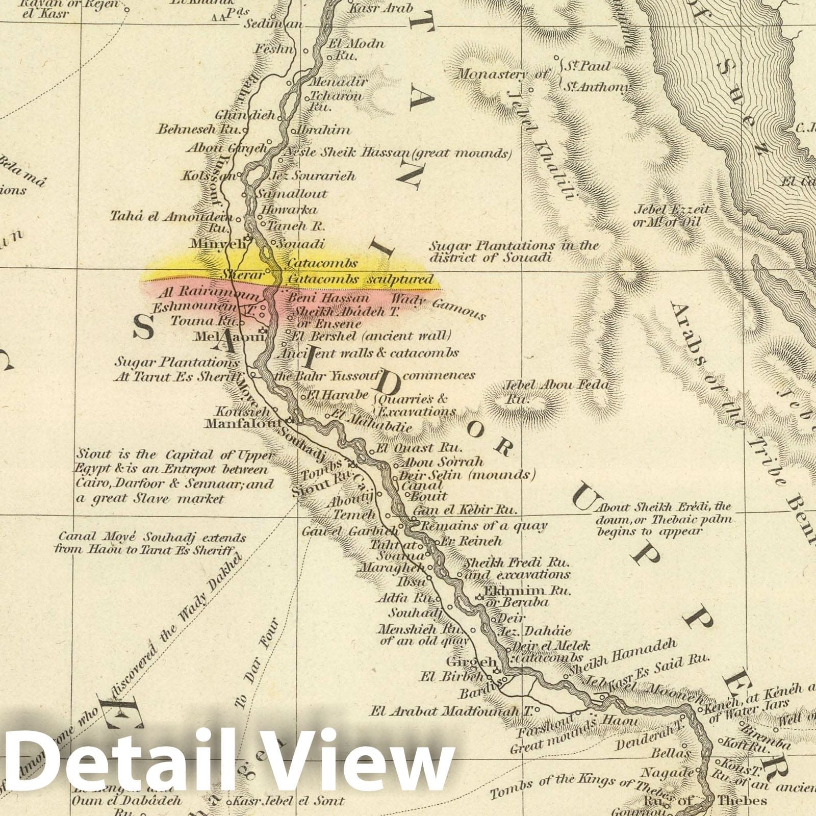 Egypt, 1845 - Historical Map Print from Tanner's Universal Atlas