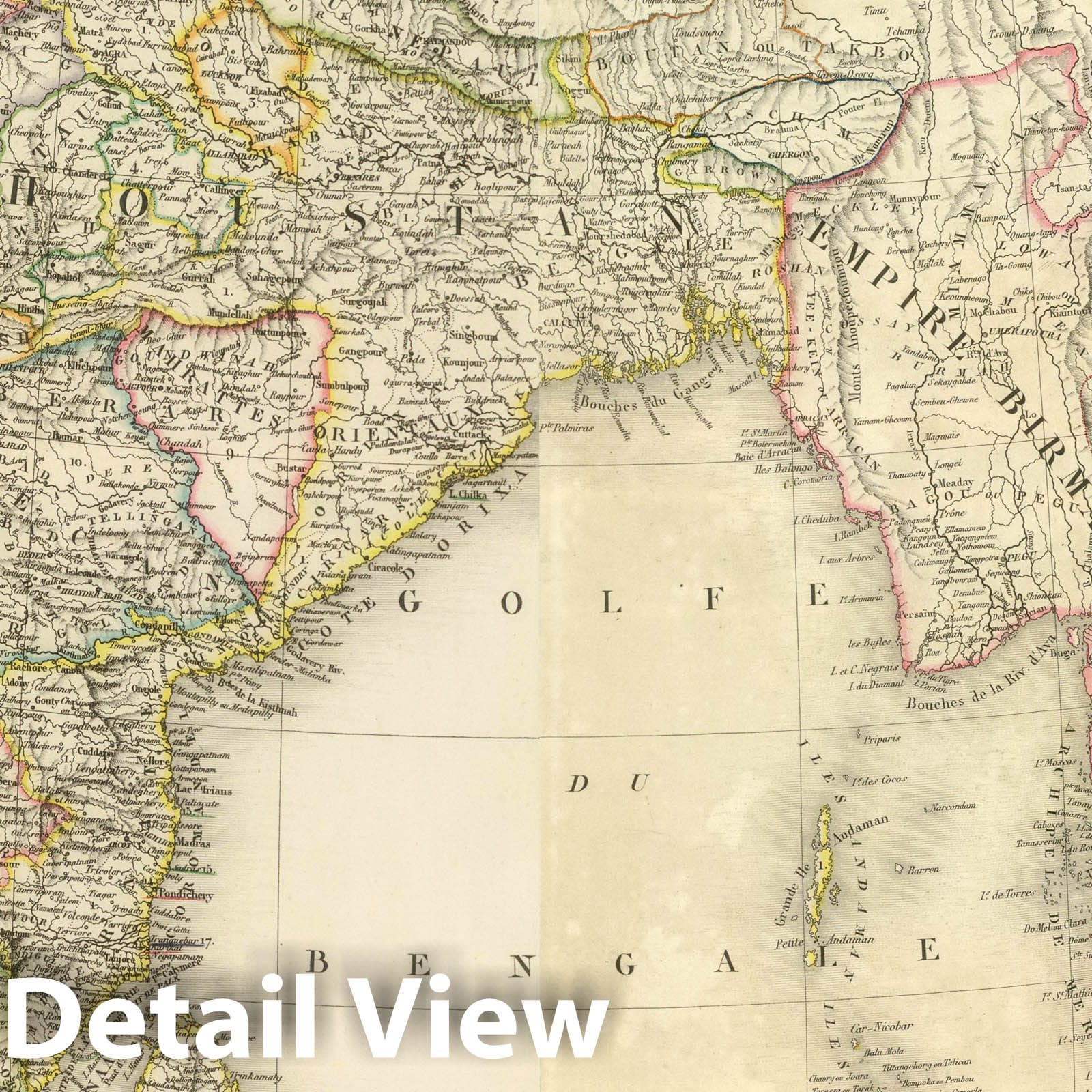 India, Myanmar, and Southeast Asia, 1825 - Historical Map Reproduction