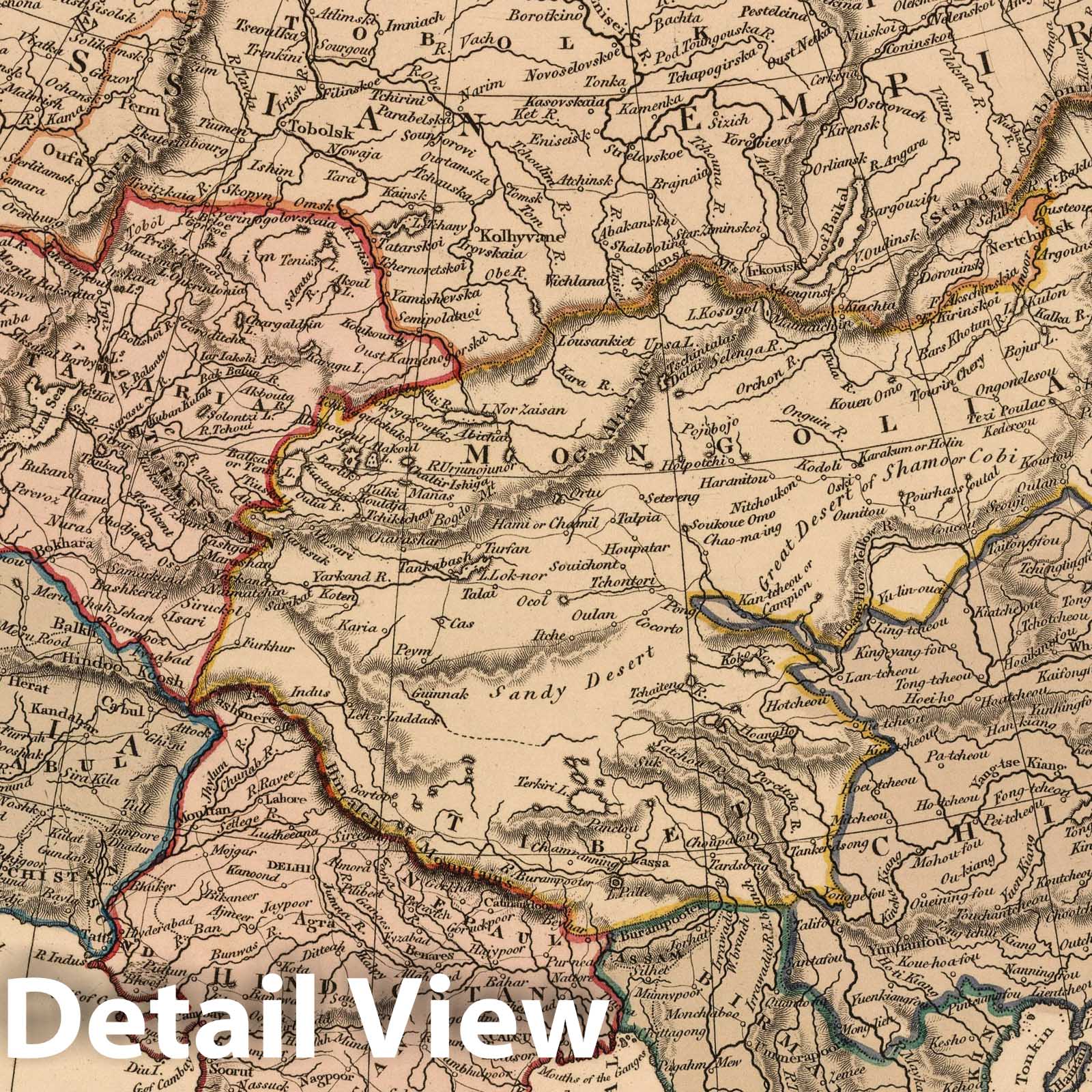 Asia - River Map, 1825 - Historical Map Print