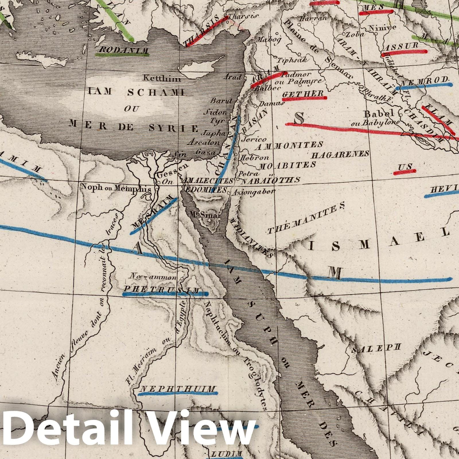 Geography of the Hebrews and Peoples Dispersal after the Flood, 1839 - Historical Map Print
