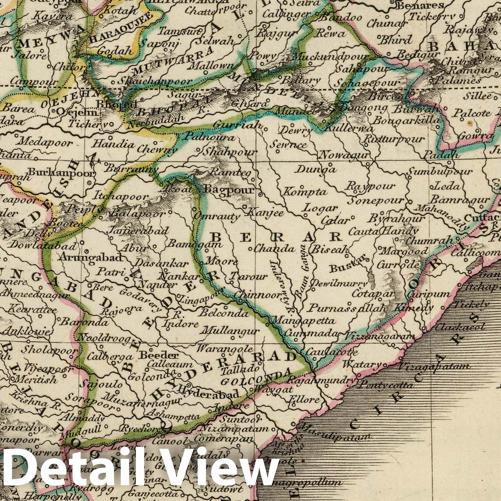 India - Boundary Map, 1824 - Historical Map Print
