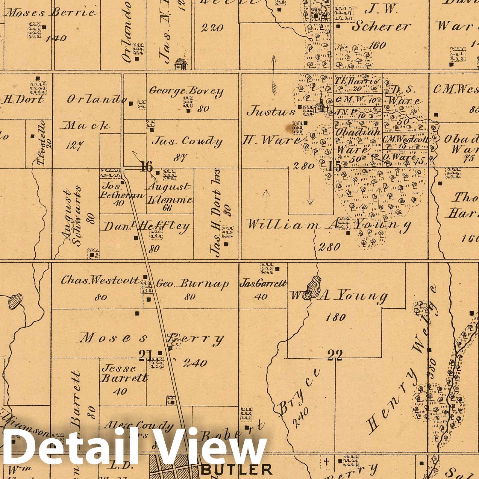 Butler Grove Township, Montgomery County, Illinois - Property Map, 1874