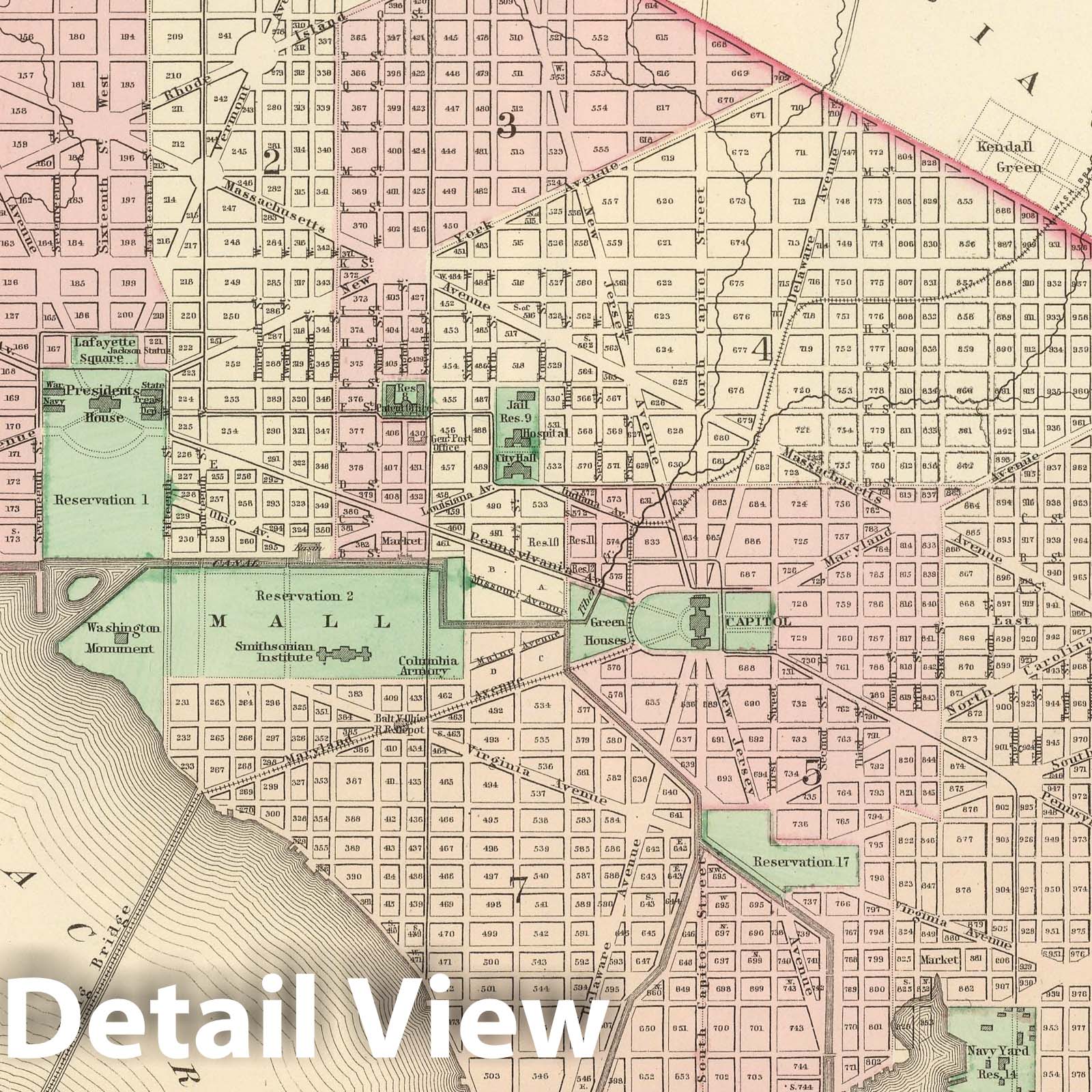 Washington, D.C. and Georgetown - Railroad Map, 1886 - Historical Map Print