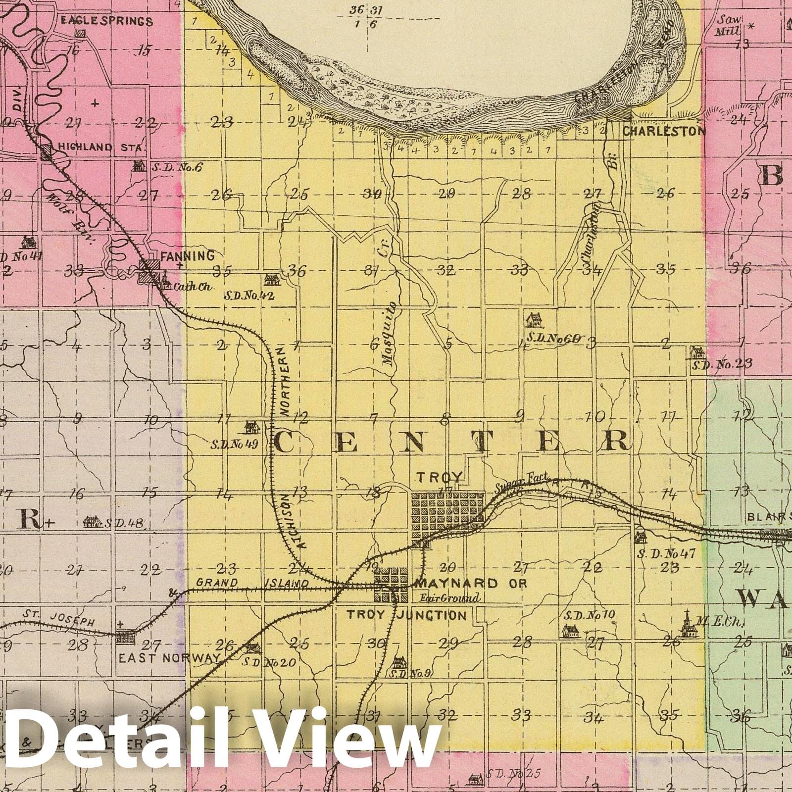 Doniphan County, Kansas Map 1887 - Historical Map Print