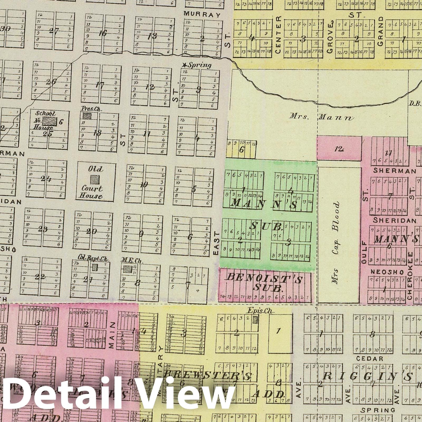 Baxter Springs, Kansas Map 1887 - Historical Map Print