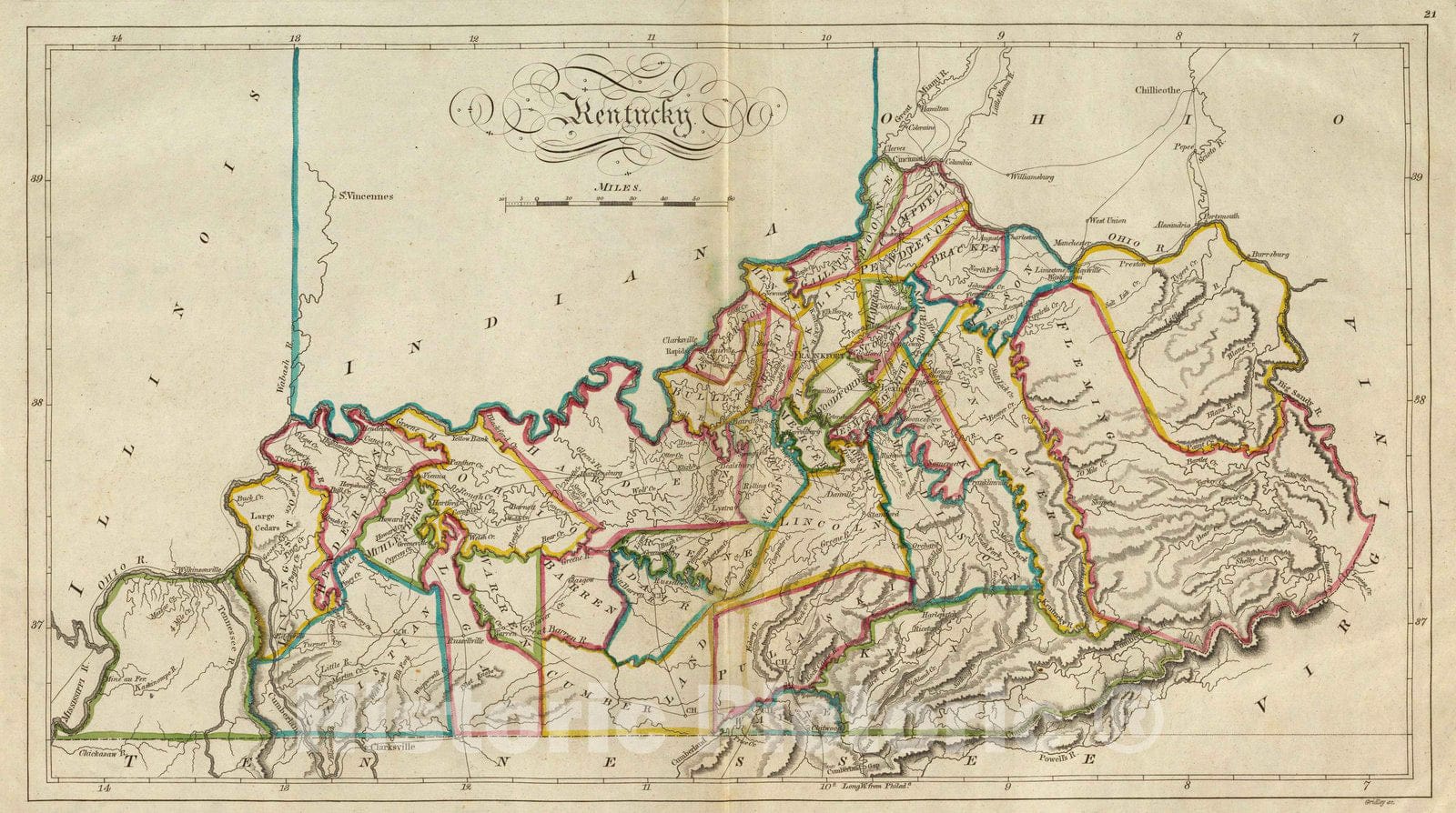 Historic Map : 1814 Kentucky. - Vintage Wall Art