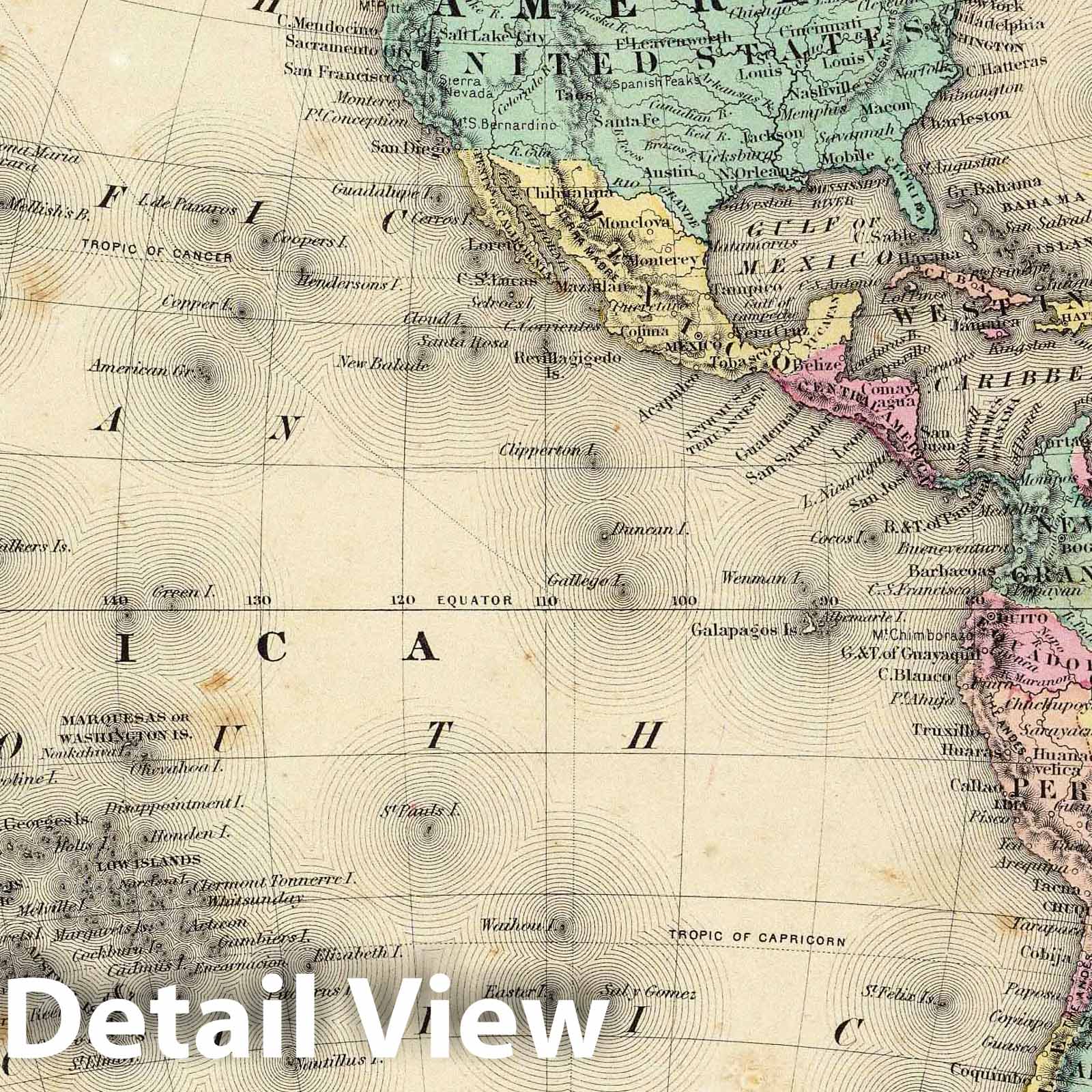 Western Hemisphere - Physical Map, 1856 - Colton's Atlas