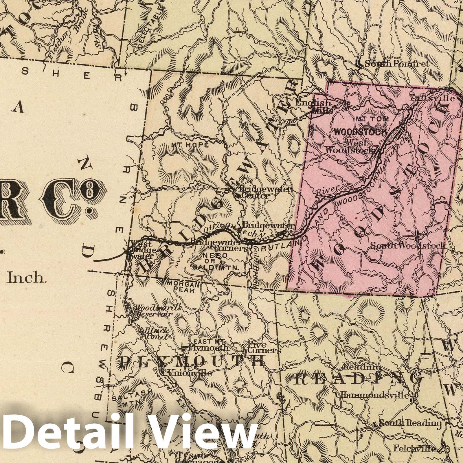 Windsor County, Vermont 1876 Historical Map Print