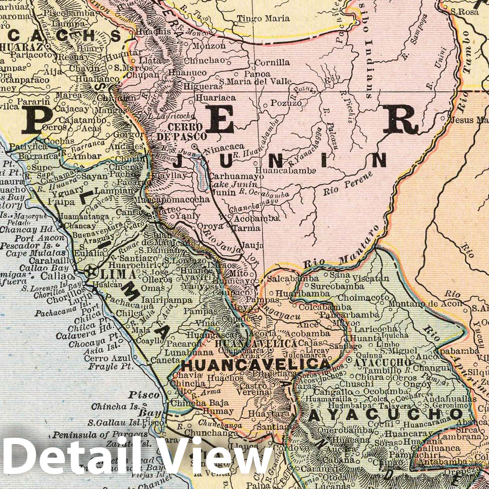 Peru - Road Map, 1901 - Historical Map Print