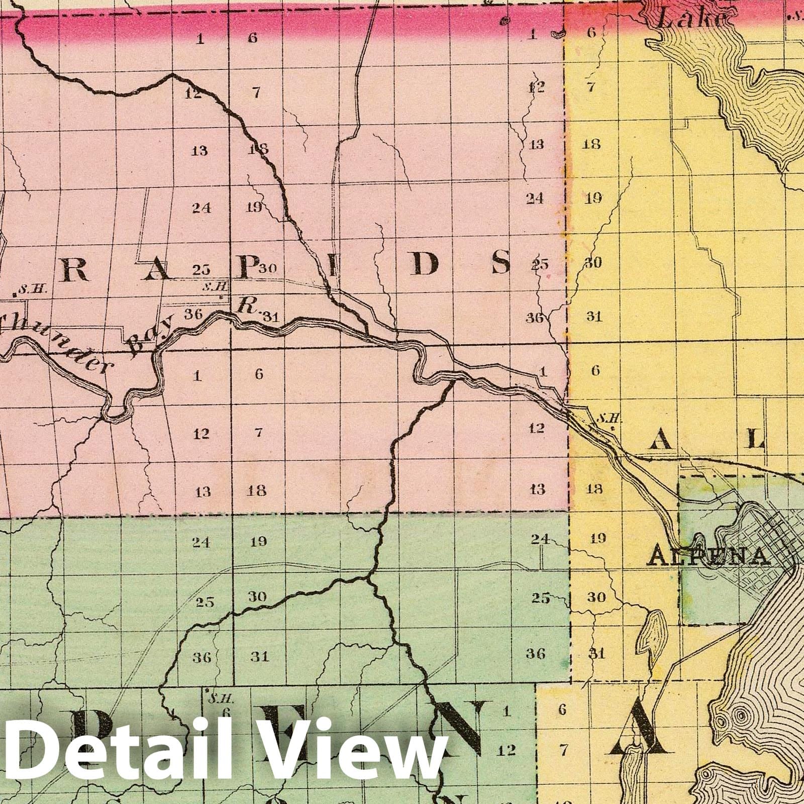 Alpena County - Railroad Map, 1873 - Historical Map Print