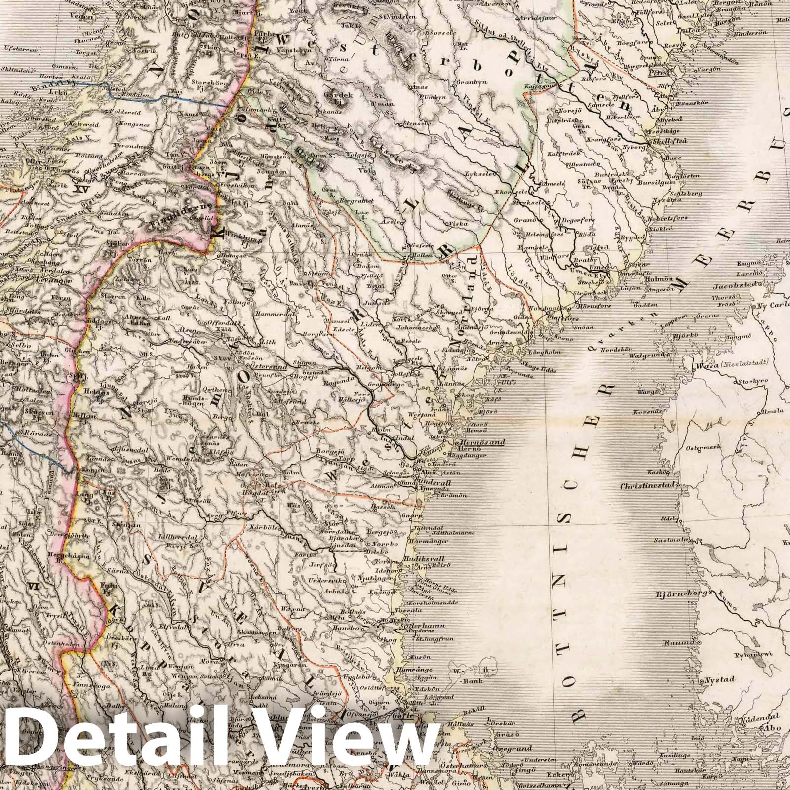 Sweden and Norway, 1875 - Historical Map Print