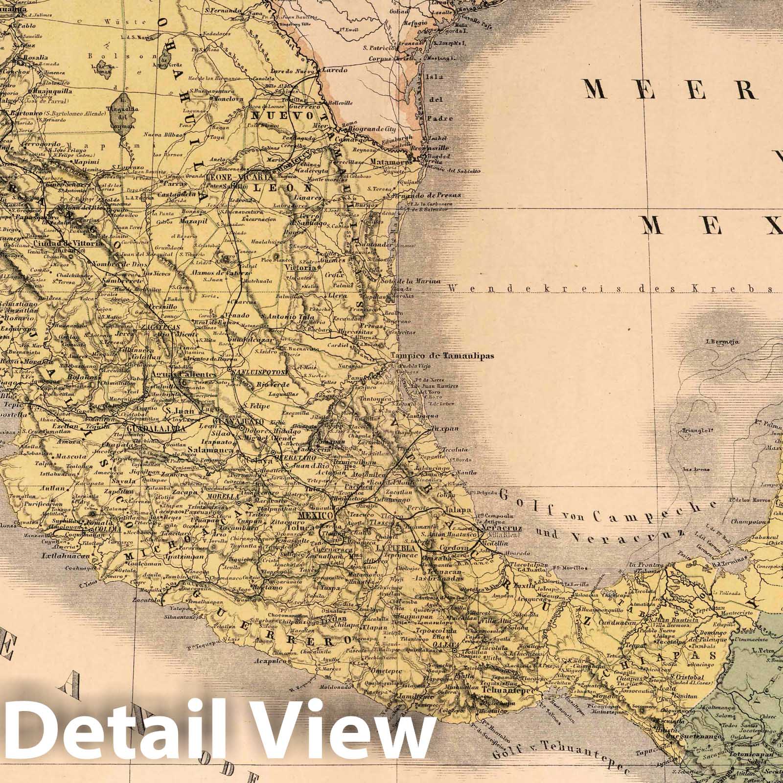 Mexico and Central America - Railroad Map, 1886