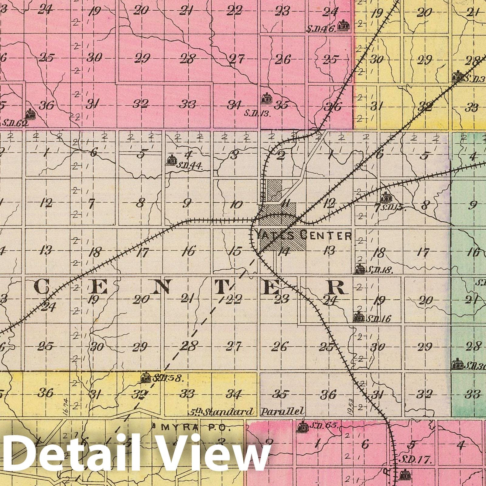 Woodson County, Kansas - Military Map, 1887 - Historical Atlas Print