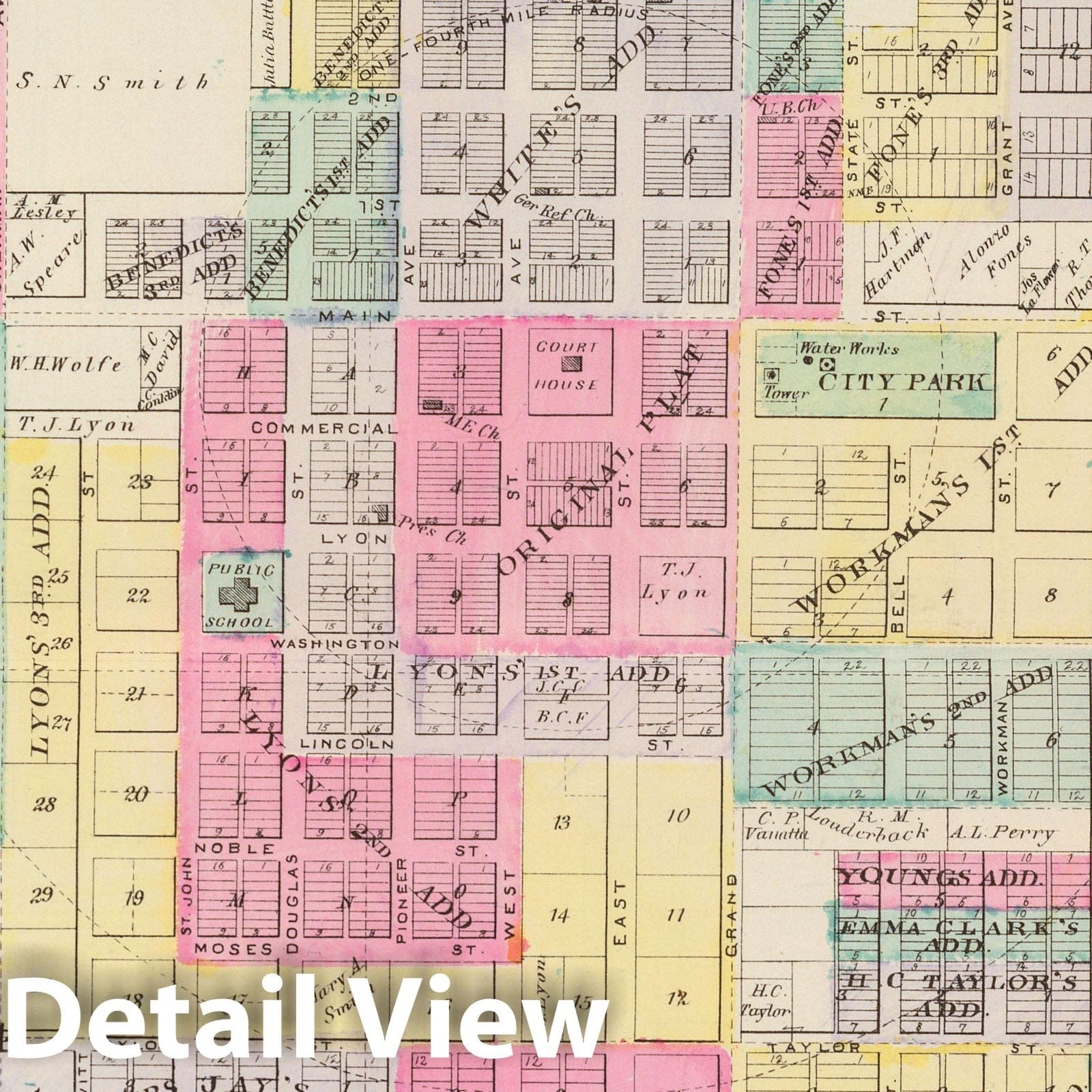 Lyons, Raymond, Chase & Mitchell Kansas - 1887 Historical Atlas Map