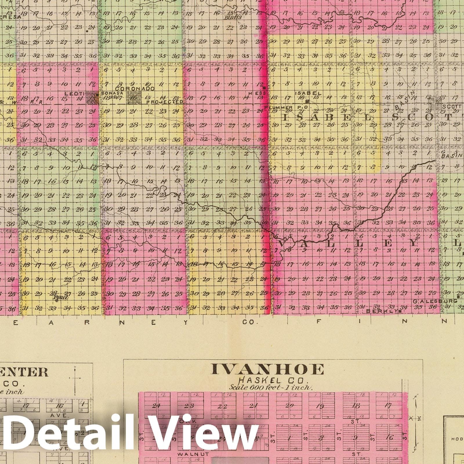 Greeley, Wichita, and Scott Counties, Kansas - 1887 Historical Map