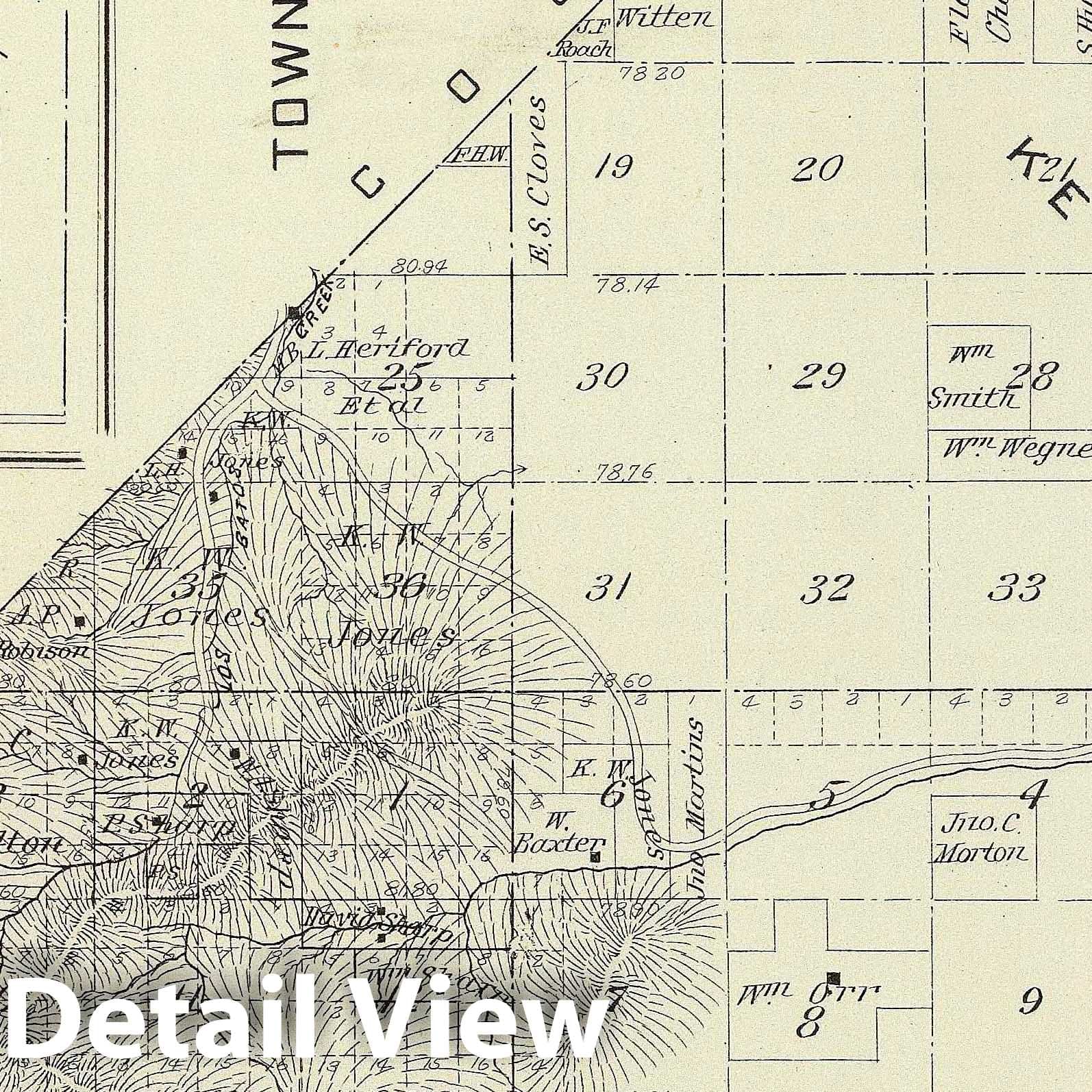 Tulare County, California - Survey Map, 1892 - Historical Cadastral Print