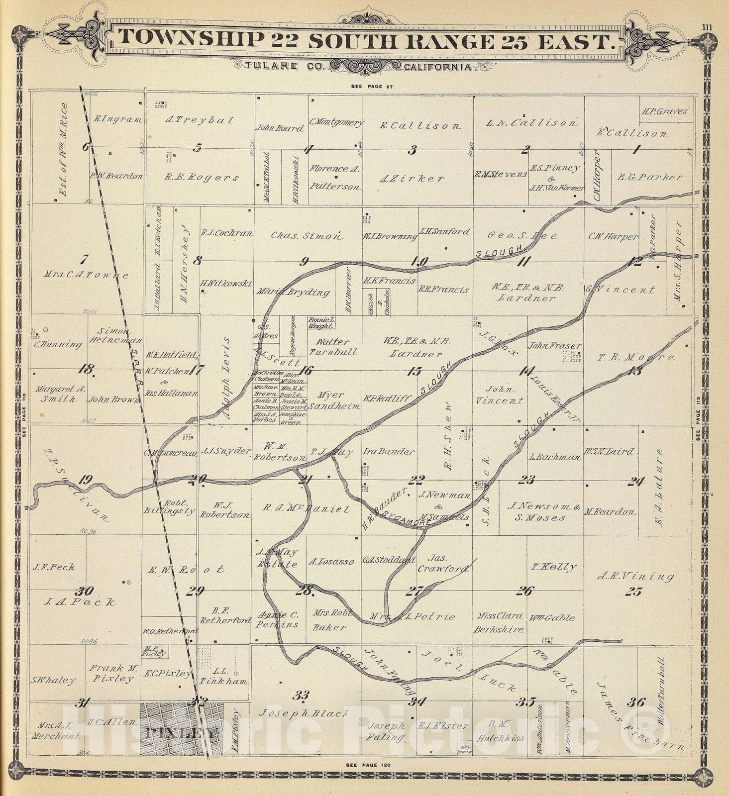 Historic Map : 1892 T.22S R.25E. - Vintage Wall Art