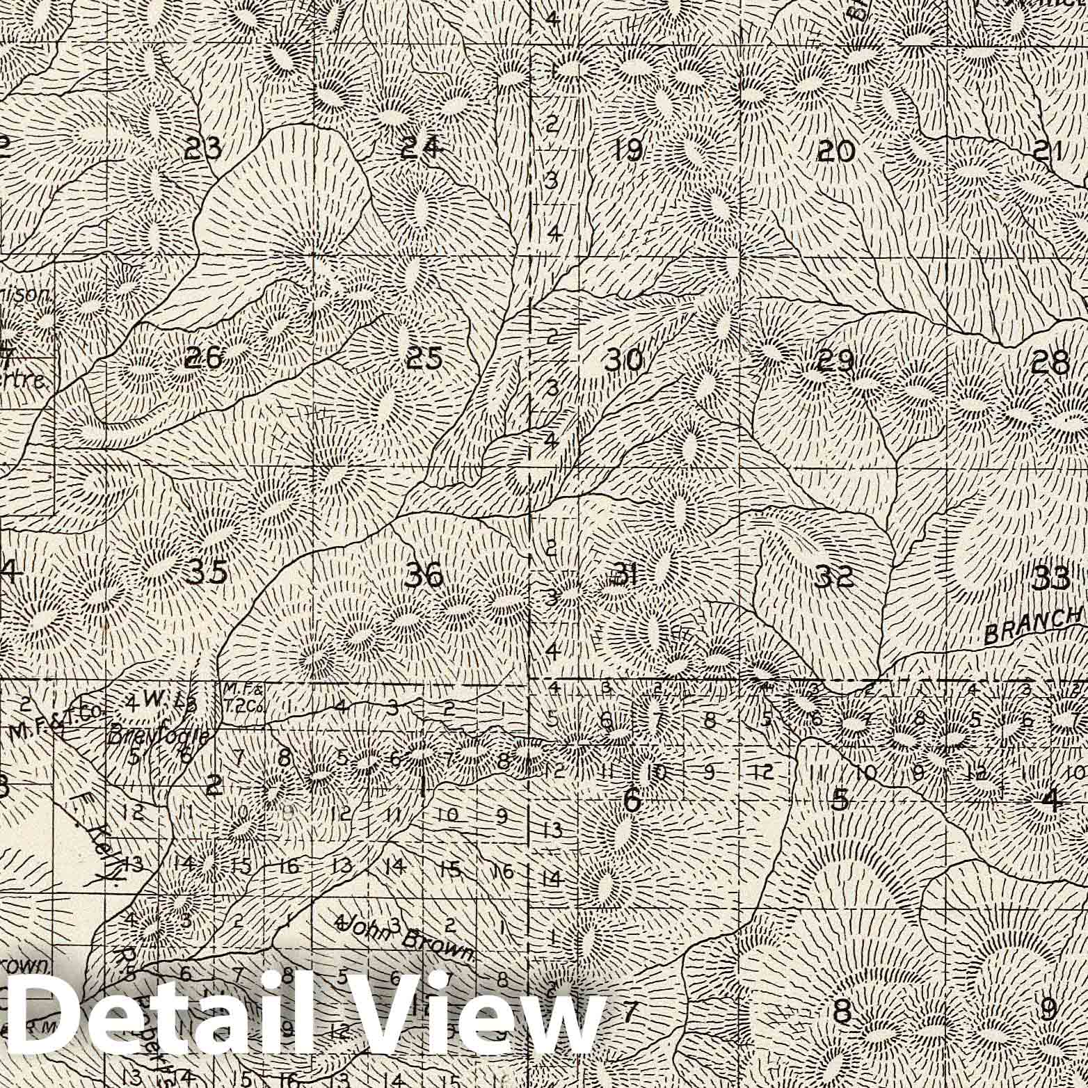 1891 Madera County, California - Range 22-23 East, Township 5-6 South Cadastral Map Print