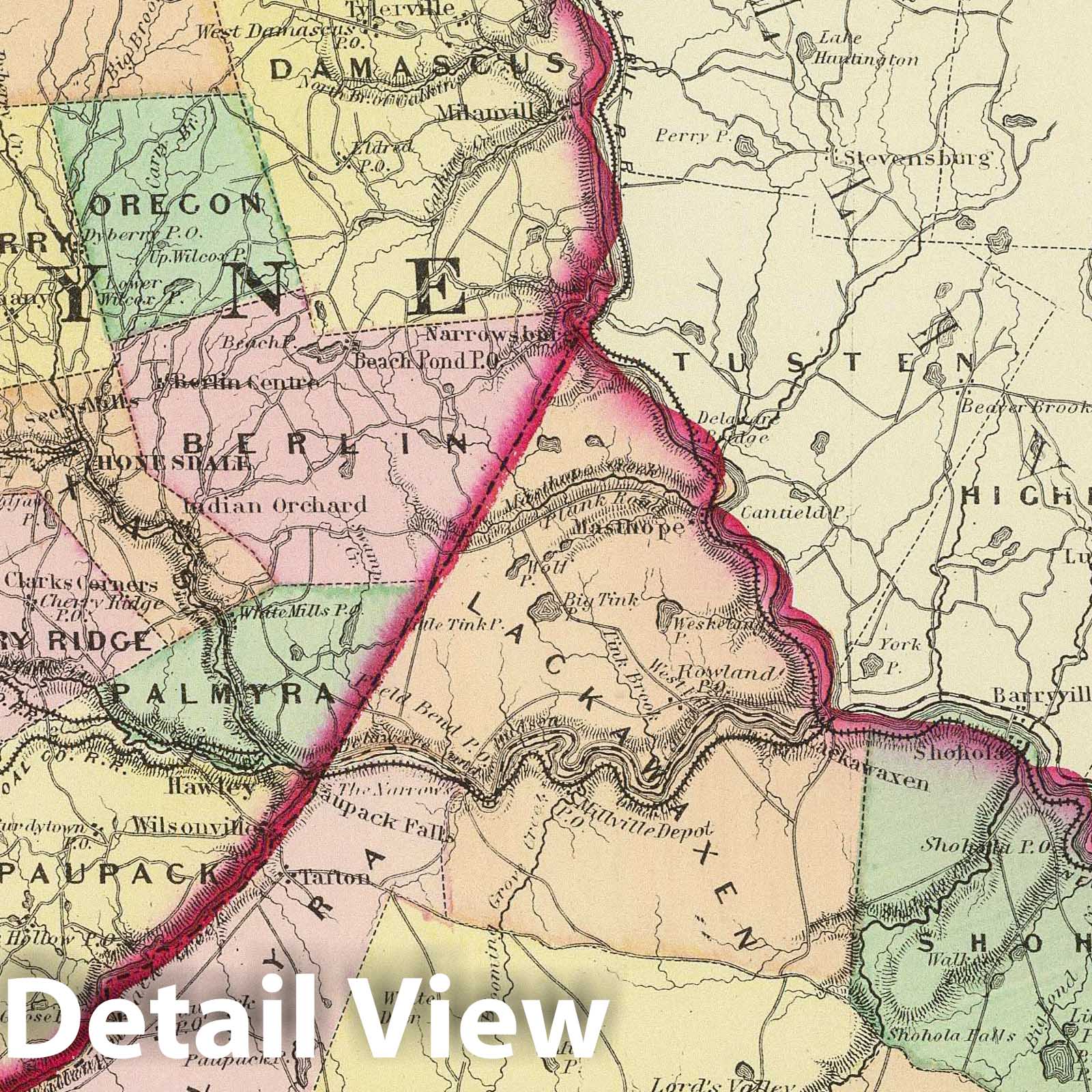 Wayne and Pike Counties, Pennsylvania - Railroad Map, 1872