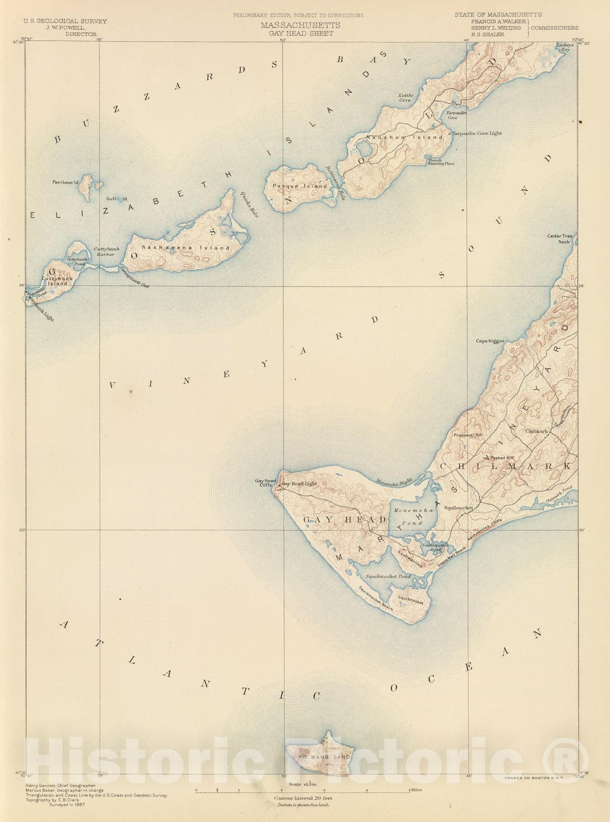 Historic Map : 1890 42. Gay Head sheet. - Vintage Wall Art