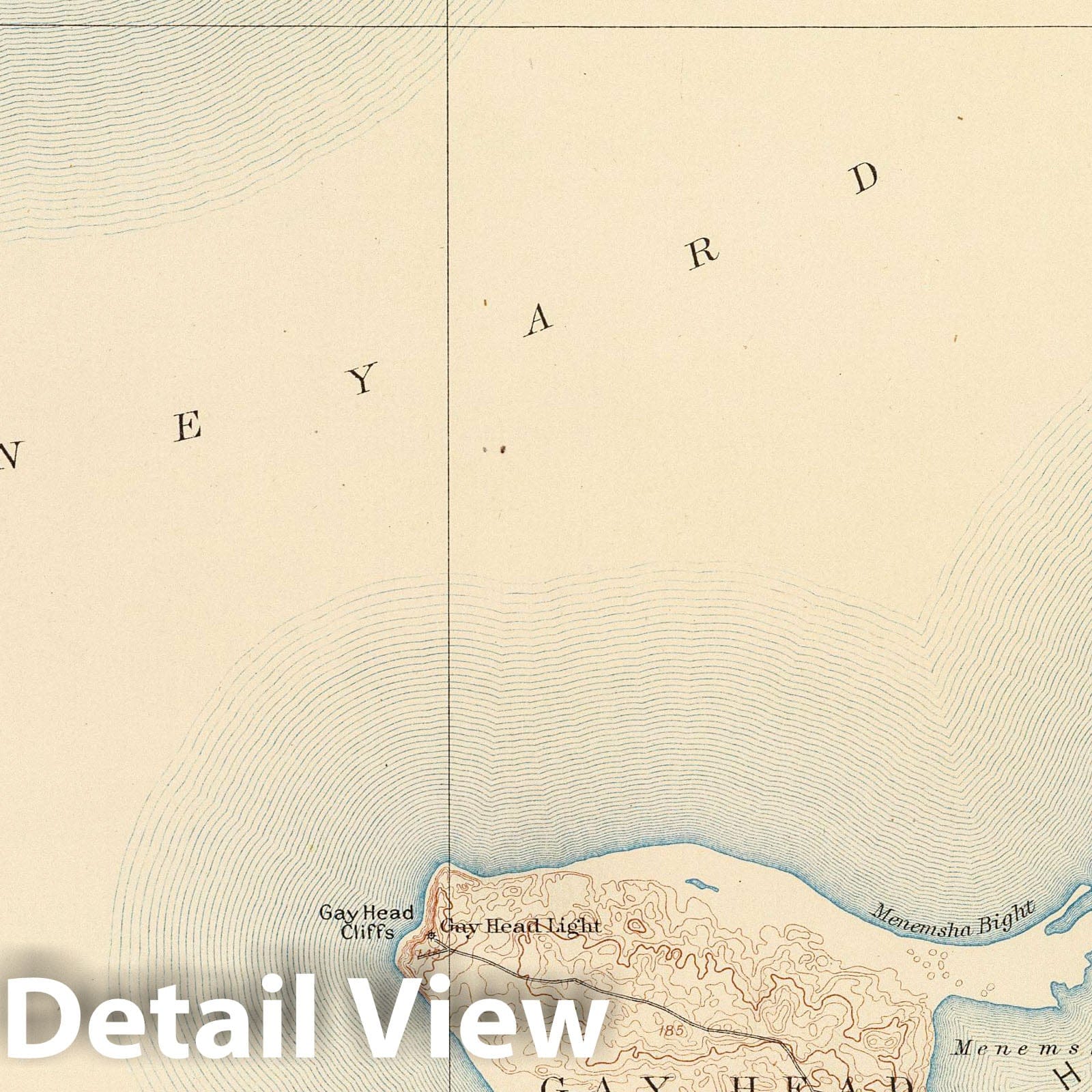 Martha's Vineyard, Massachusetts - Railroad Map, 1890 - Historical Topographic Print