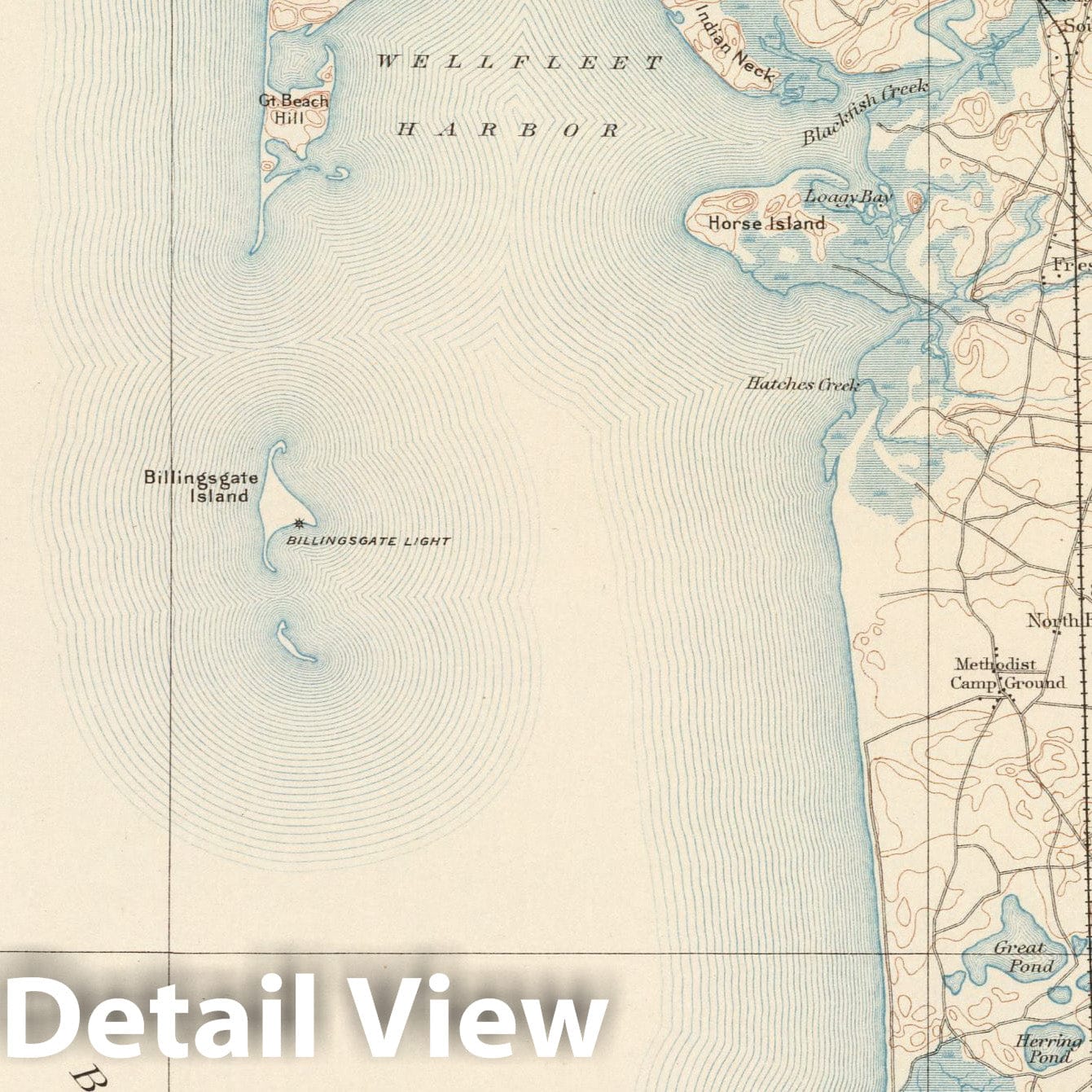 Wellfleet, Massachusetts - Railroad Map, 1890 - Historical Topographic Print