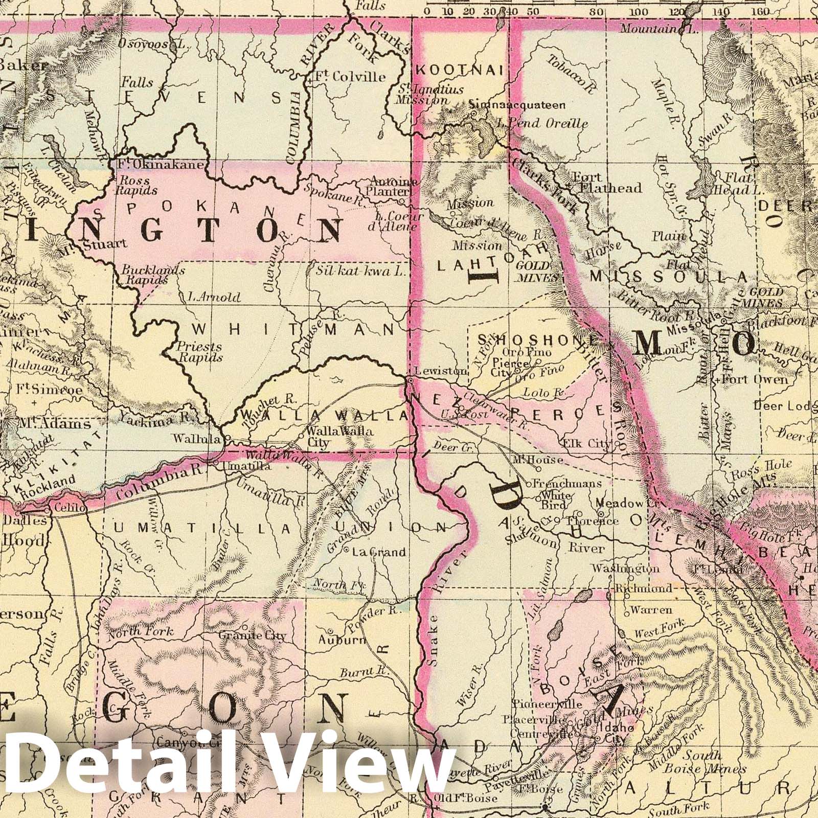 Oregon, Washington, Idaho, and Montana - Railroad Map, 1880
