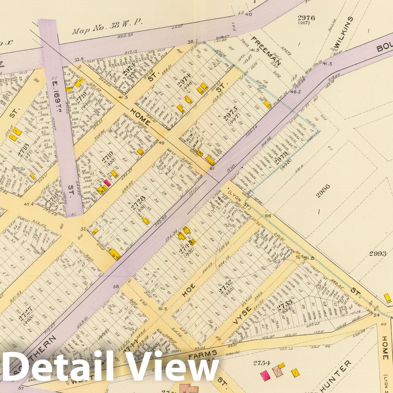 Ward 23, Bronx, New York - Railroad Map, 1893 - Historical Map Print