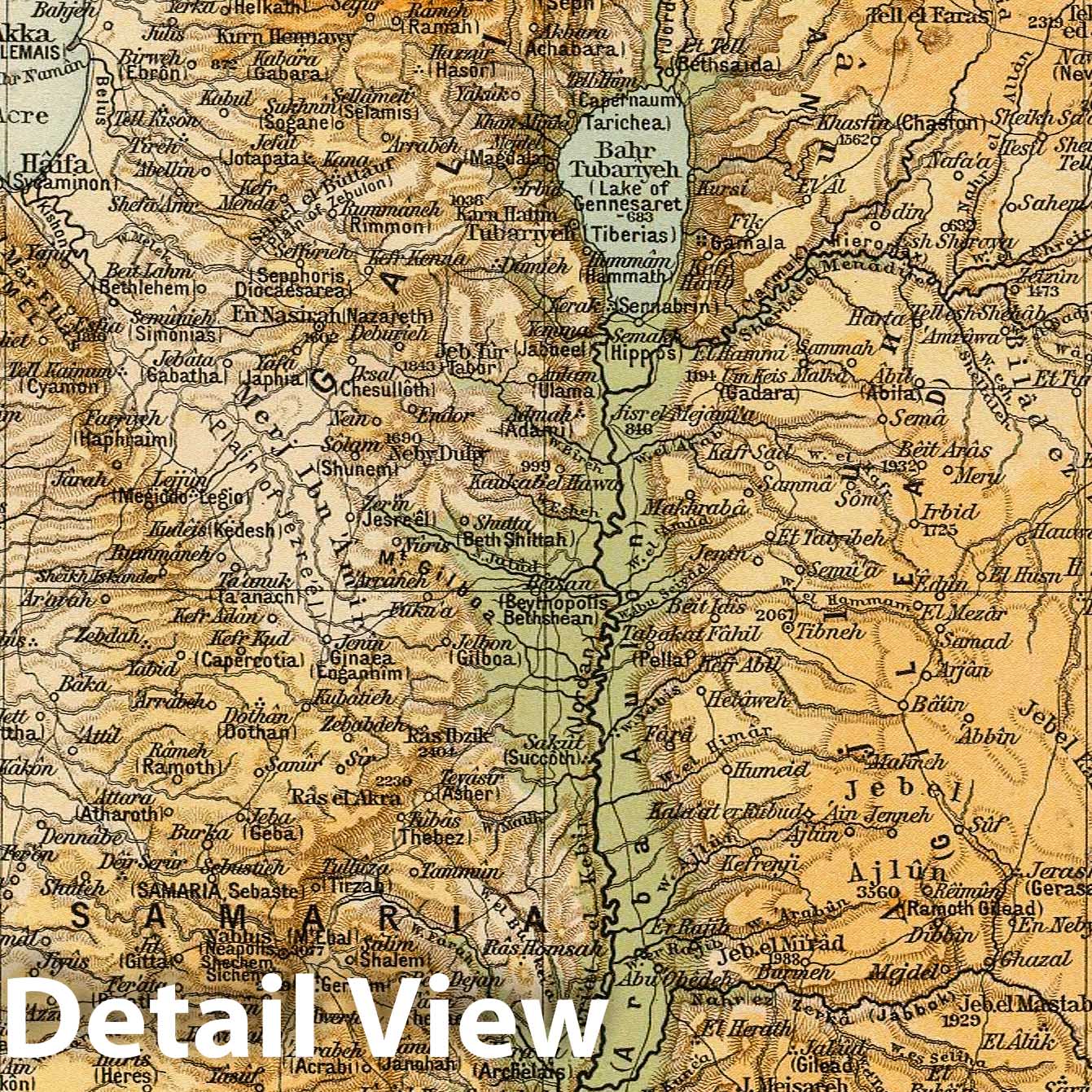 Palestine - Railroad Map, 1895 - Historical Map Print