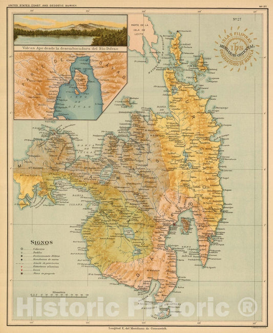 Historic Map : National Atlas - 1899 No. 27. Mindanao Oriental. - Vintage Wall Art