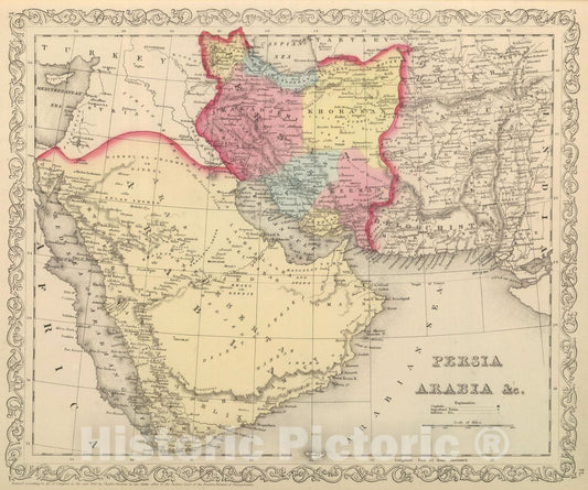 Historic Map : 1859 Persia, Arabia, c. - Vintage Wall Art